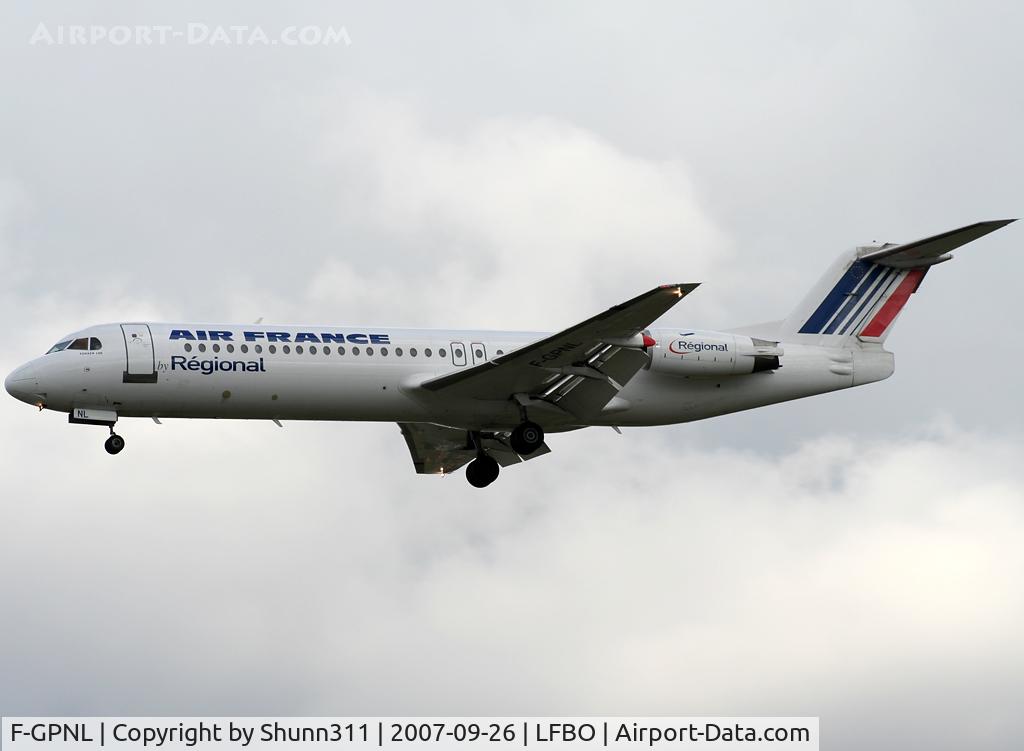 F-GPNL, 1990 Fokker 100 (F-28-0100) C/N 11325, Landing rwy 32L