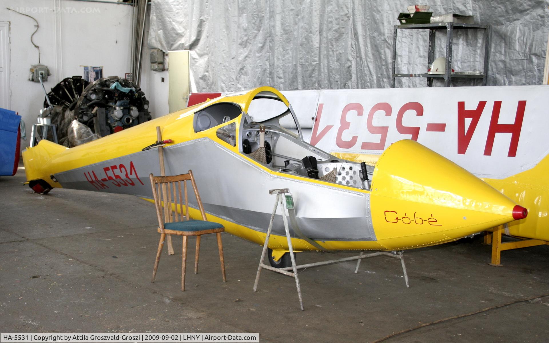 HA-5531, 1985 Rubik R-26SU Góbé 82 C/N AA800047, Nyíregyháza Airport - Hangár - During a correction, mending.