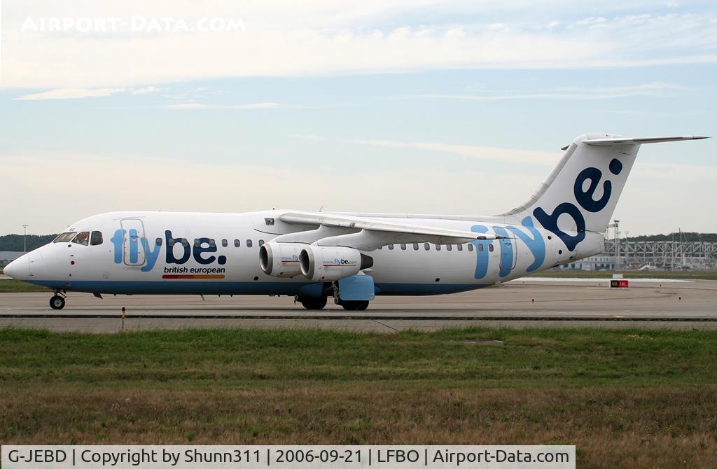 G-JEBD, 1991 British Aerospace BAe.146-300 C/N E3191, Taxxing to the terminal...