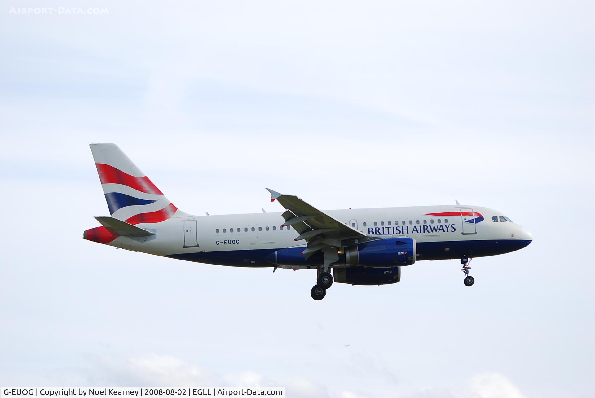 G-EUOG, 2001 Airbus A319-131 C/N 1594, Landing 27R