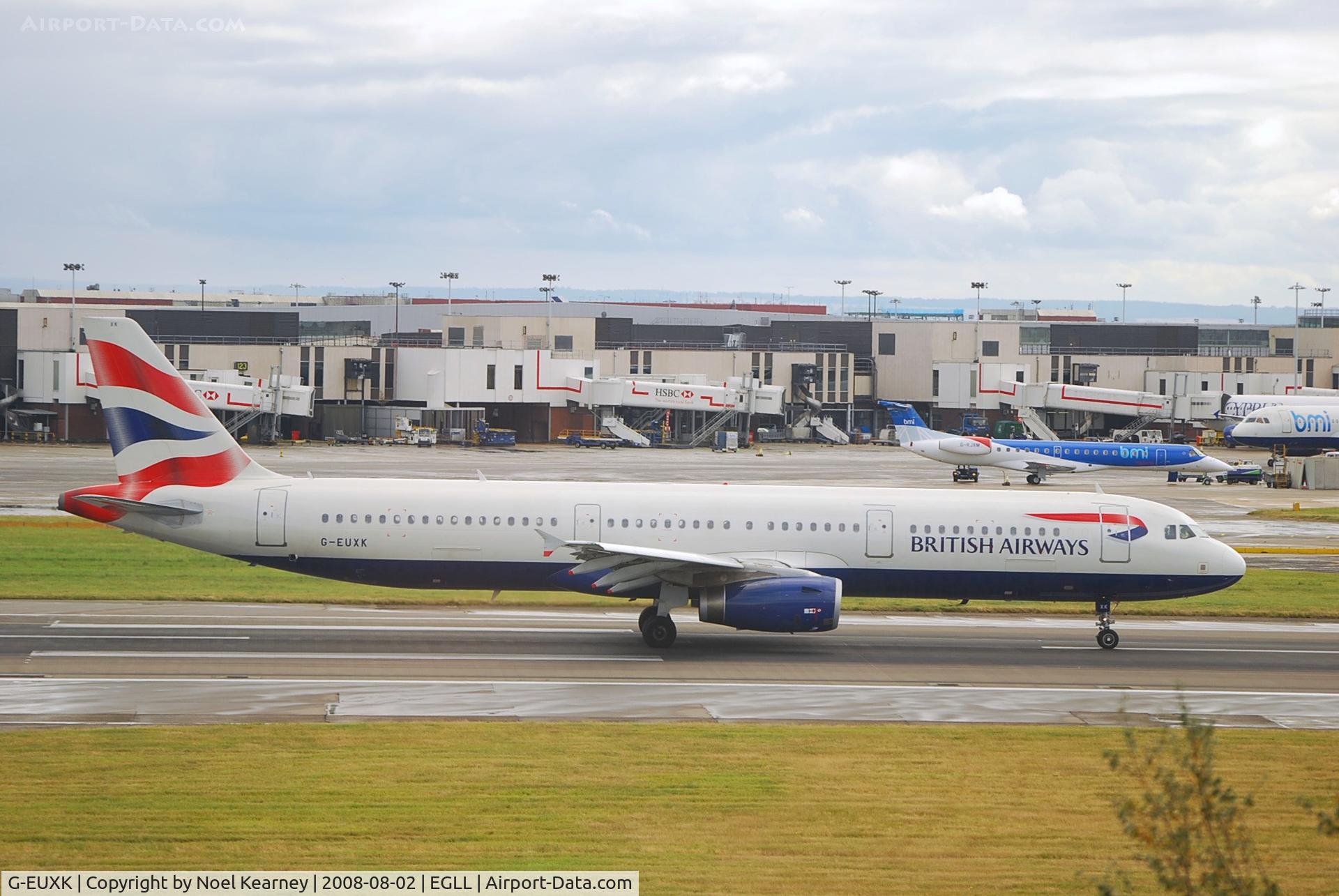 G-EUXK, 2007 Airbus A321-231 C/N 3235, Departing off Rwy 27R