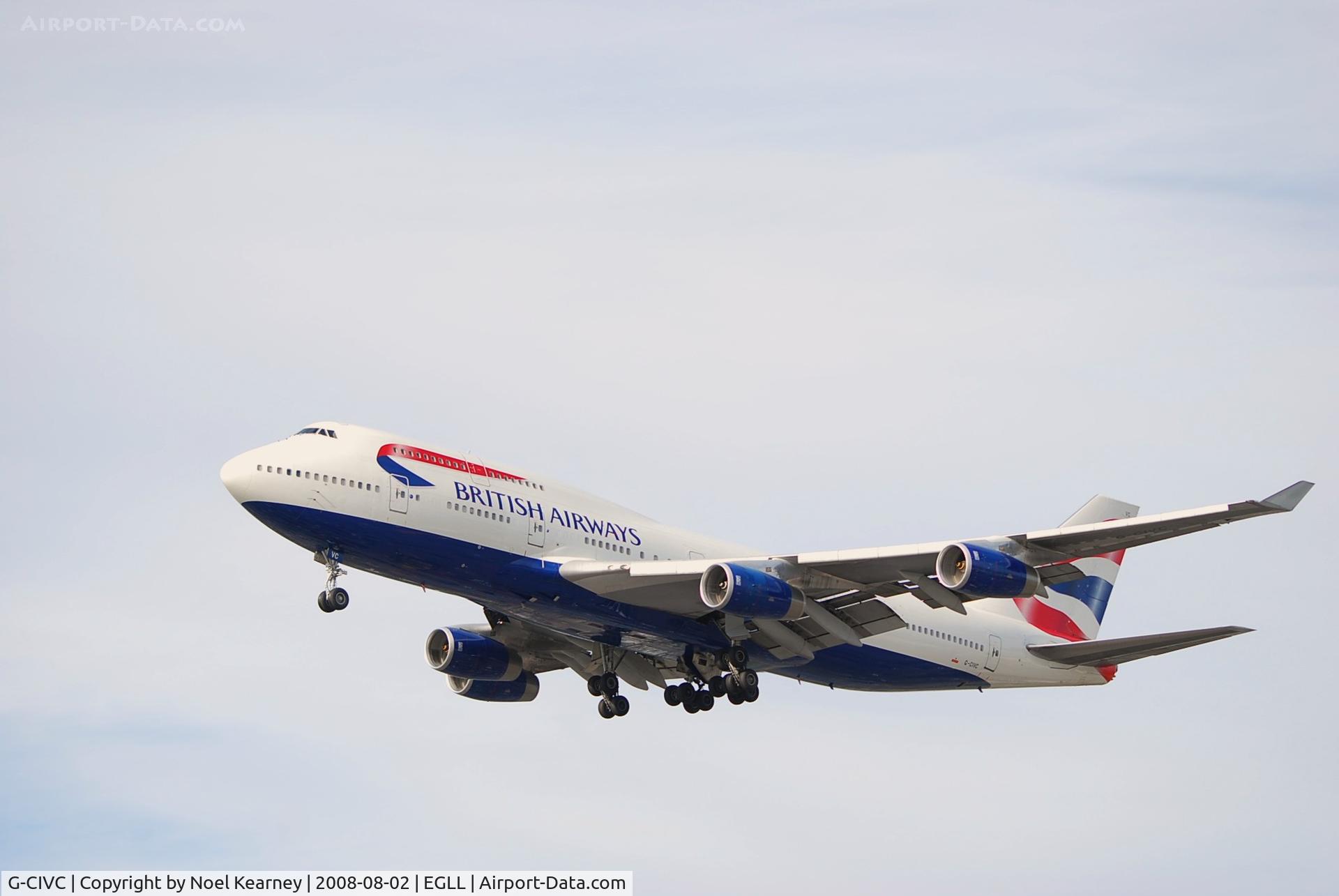 G-CIVC, 1994 Boeing 747-436 C/N 25812, Landing Rwy 27R (Taken from Hatton Cross)