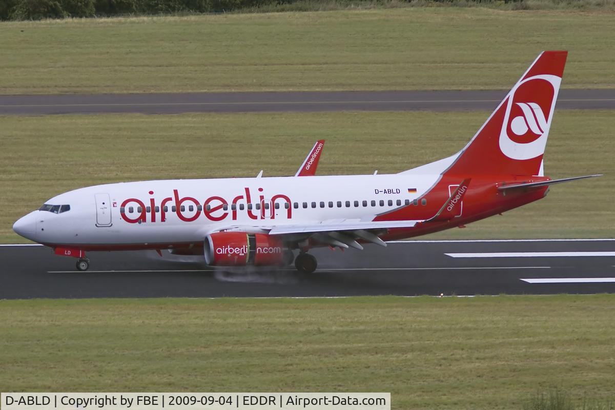 D-ABLD, 2008 Boeing 737-76J C/N 36117, Air Berlin 737-700WL descelerating after touchdown at EDDR
