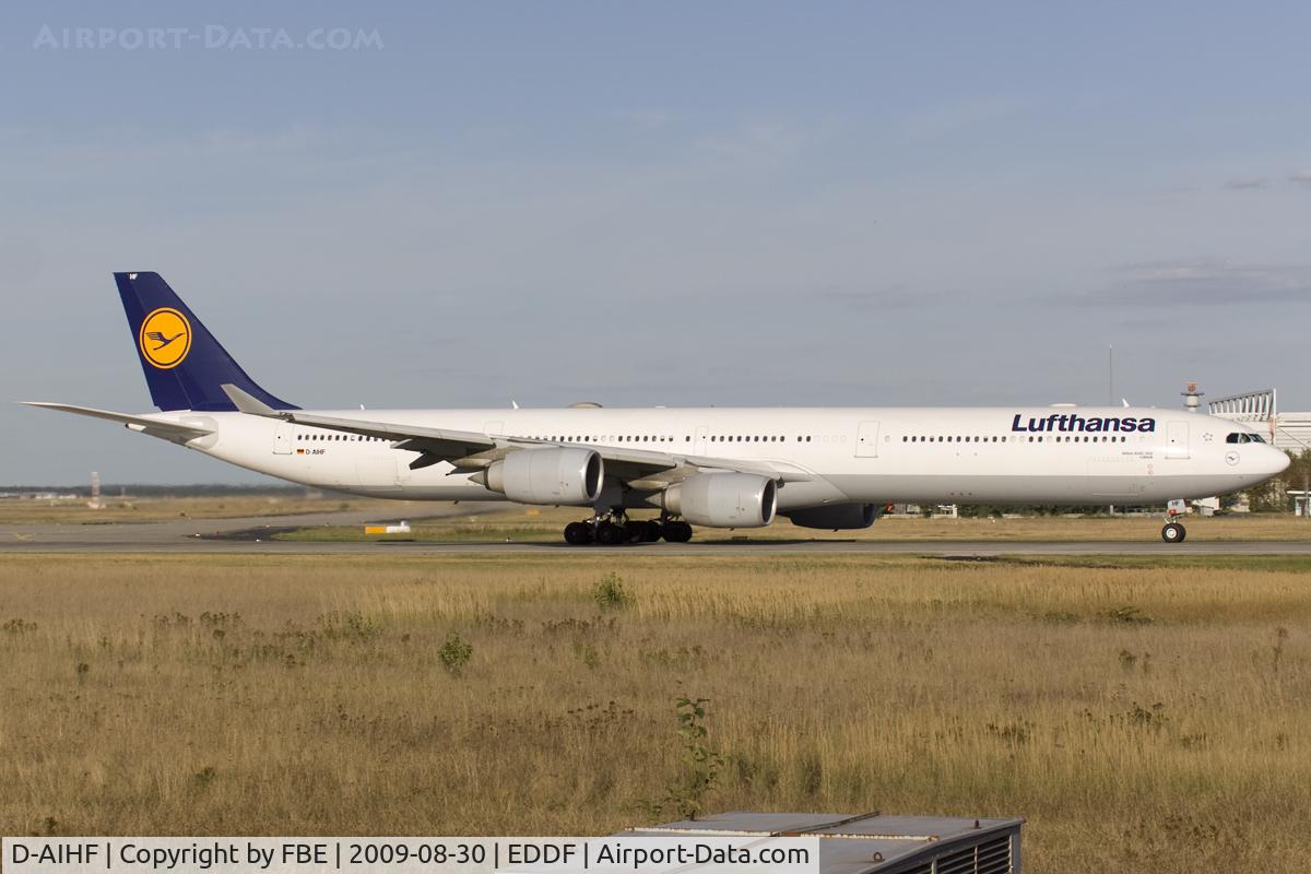 D-AIHF, 2003 Airbus A340-642 C/N 543, departing EDDF on RW18W
