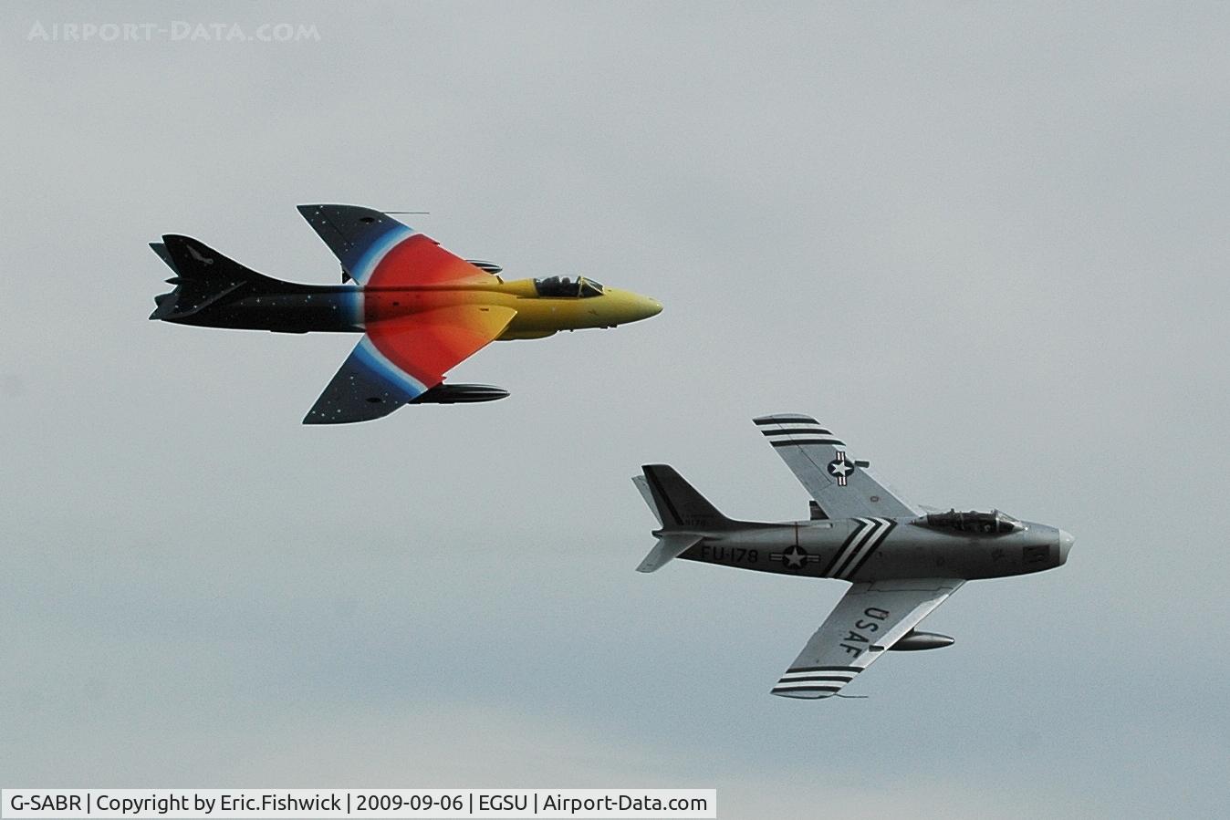 G-SABR, 1948 North American F-86A Sabre C/N 151-083 (151-43547), 45. Miss Demeanour riding shotgun  at The Duxford Air Show Sep 09