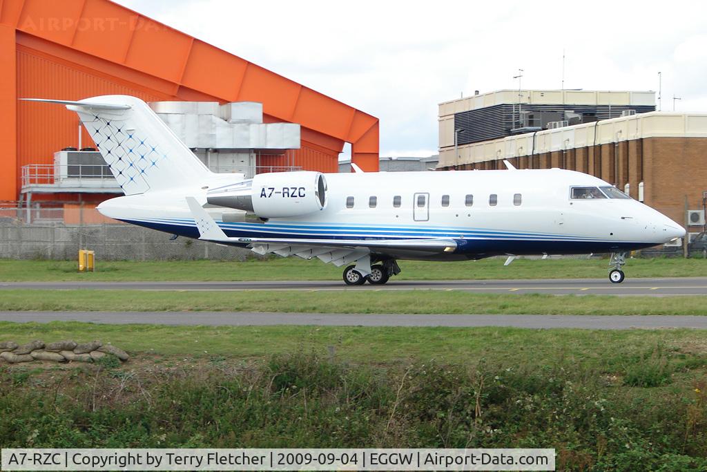 A7-RZC, 2008 Bombardier Challenger 605 (CL-600-2B16) C/N 5759, New Qatari registered CL605 passes thru Luton