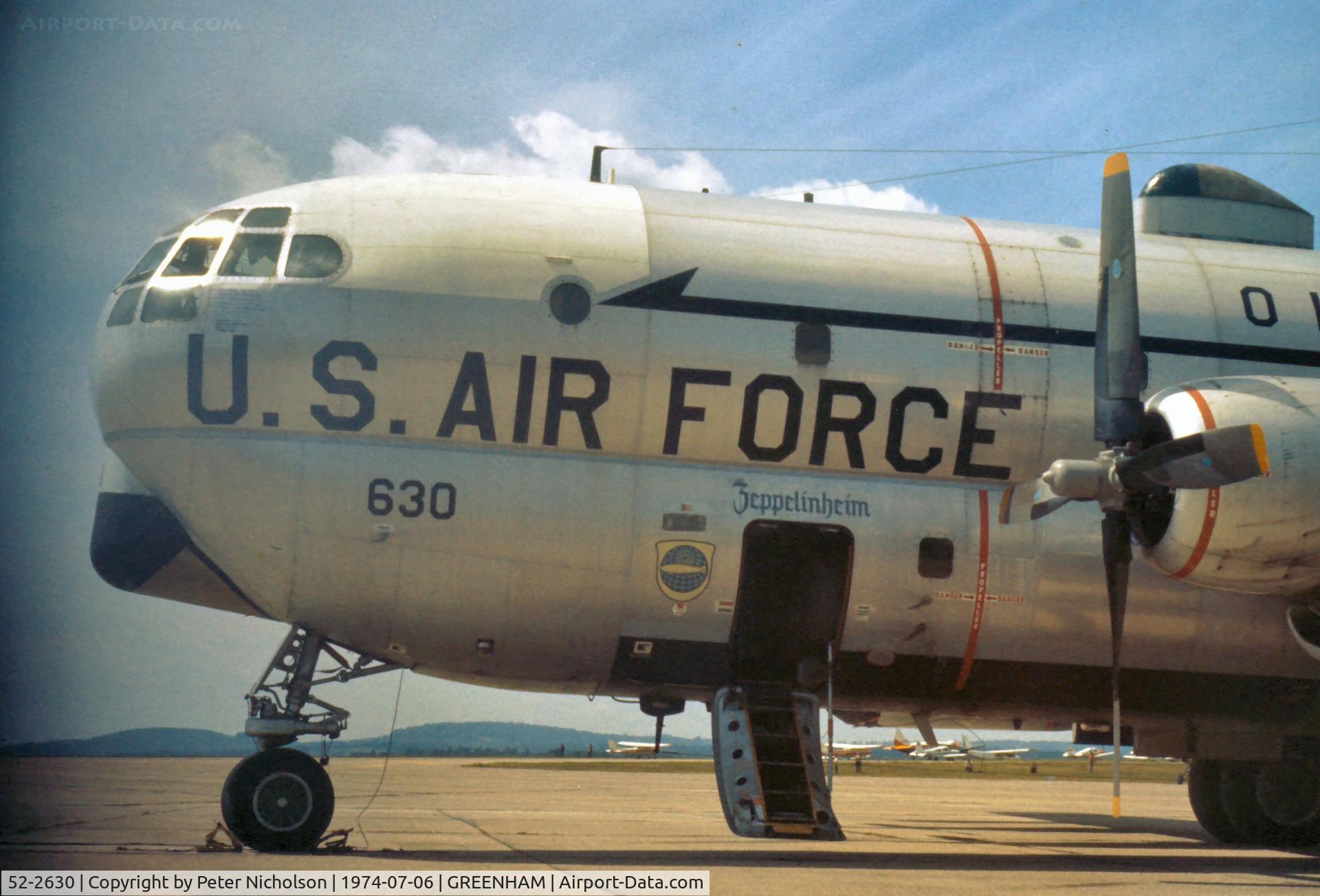 52-2630, 1952 Boeing KC-97L Stratofreighter C/N 16661, Another view of the Ohio ANG KC-97L of 145th Air Refuelling Squadron/160th Air Refuelling Wing at the 1974 Intnl Air Tattoo at RAF Greenham Common.