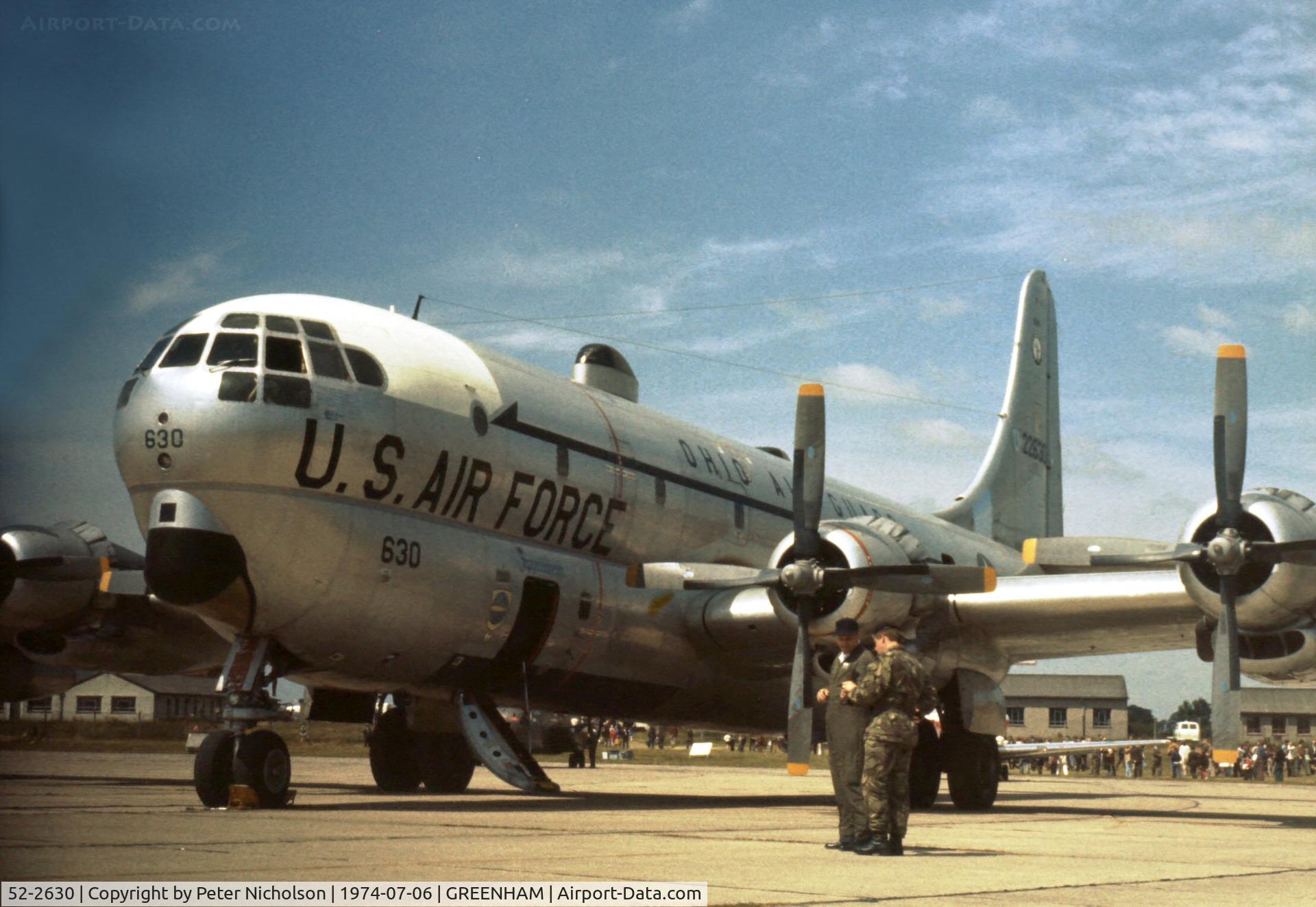 52-2630, 1952 Boeing KC-97L Stratofreighter C/N 16661, Another view of the 145th Air Refuelling Squadron/160th Air Refuelling Wing's KC-97L at the 1974 Intnl Air Tattoo at RAF Greenham Common.