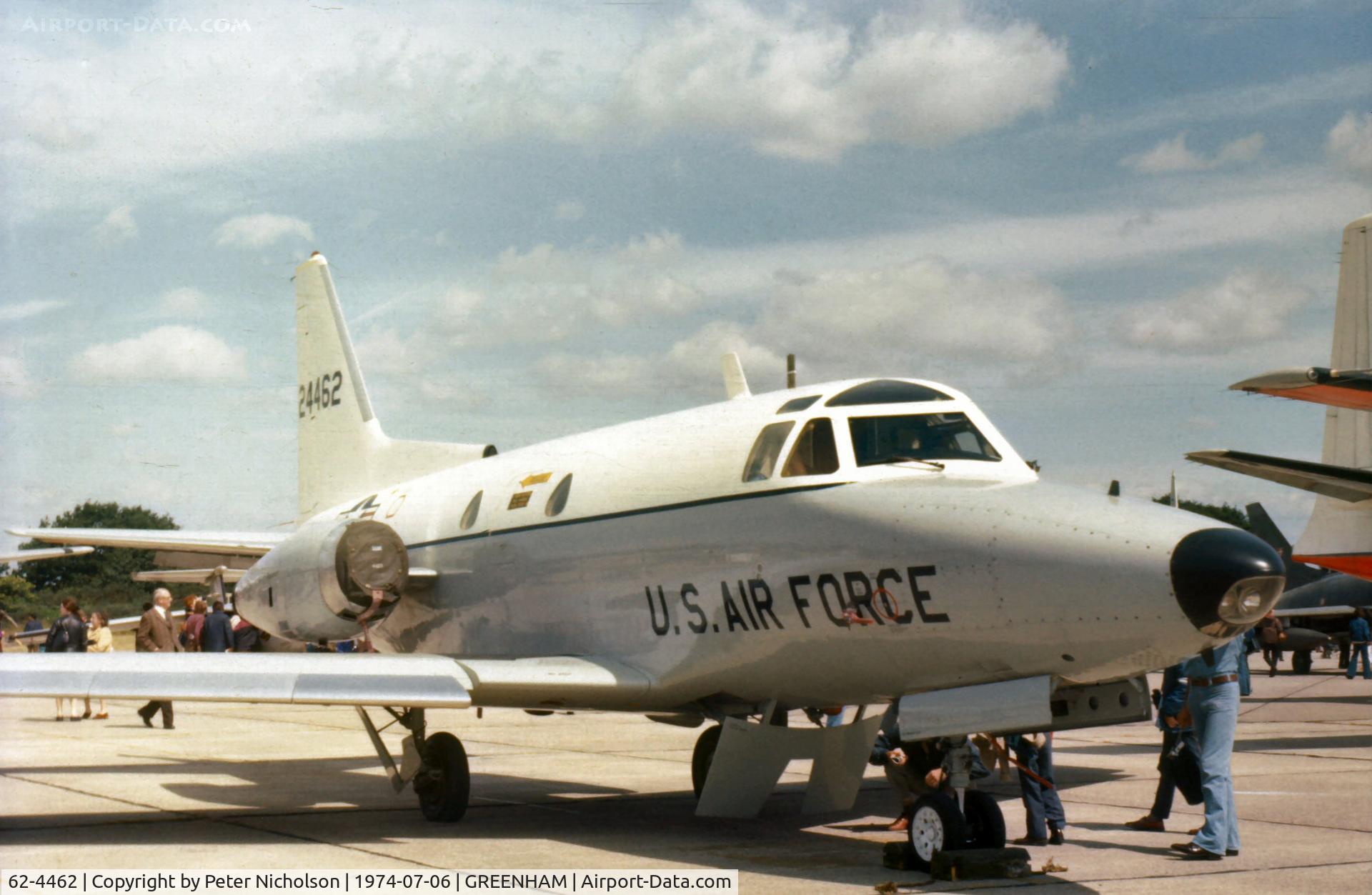 62-4462, 1962 North American T-39A Sabreliner Sabreliner C/N 276-15, Sabreliner of Wiesbaden's 7101st Air Base Wing at the 1974 Intnl Air Tattoo at RAF Greenham Common.