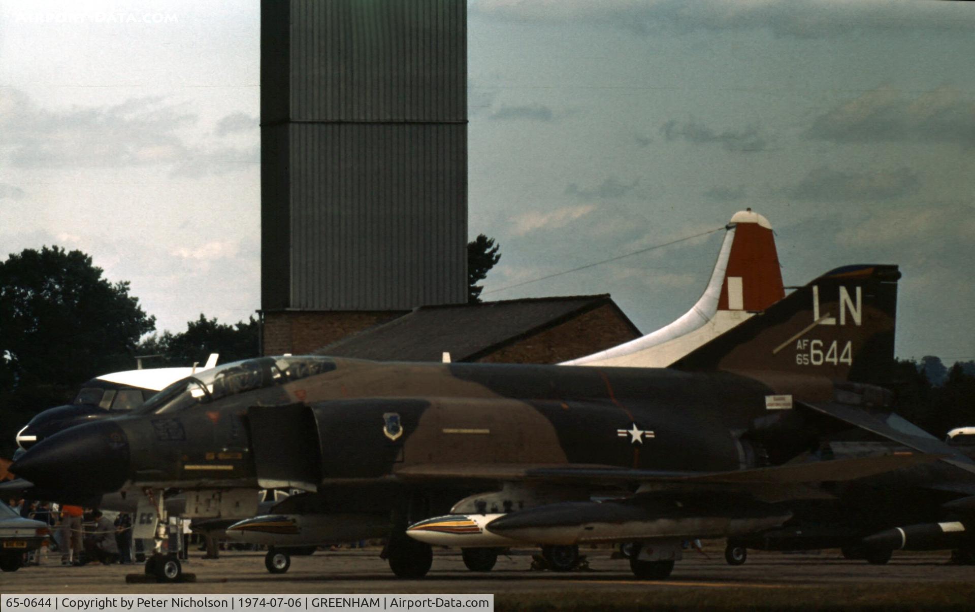 65-0644, 1965 McDonnell F-4D Phantom II C/N 1635, F-4D Phantom of 48th Tactical Fighter Wing at the 1974 Intnl Air Tattoo at RAF Greenham Common.
