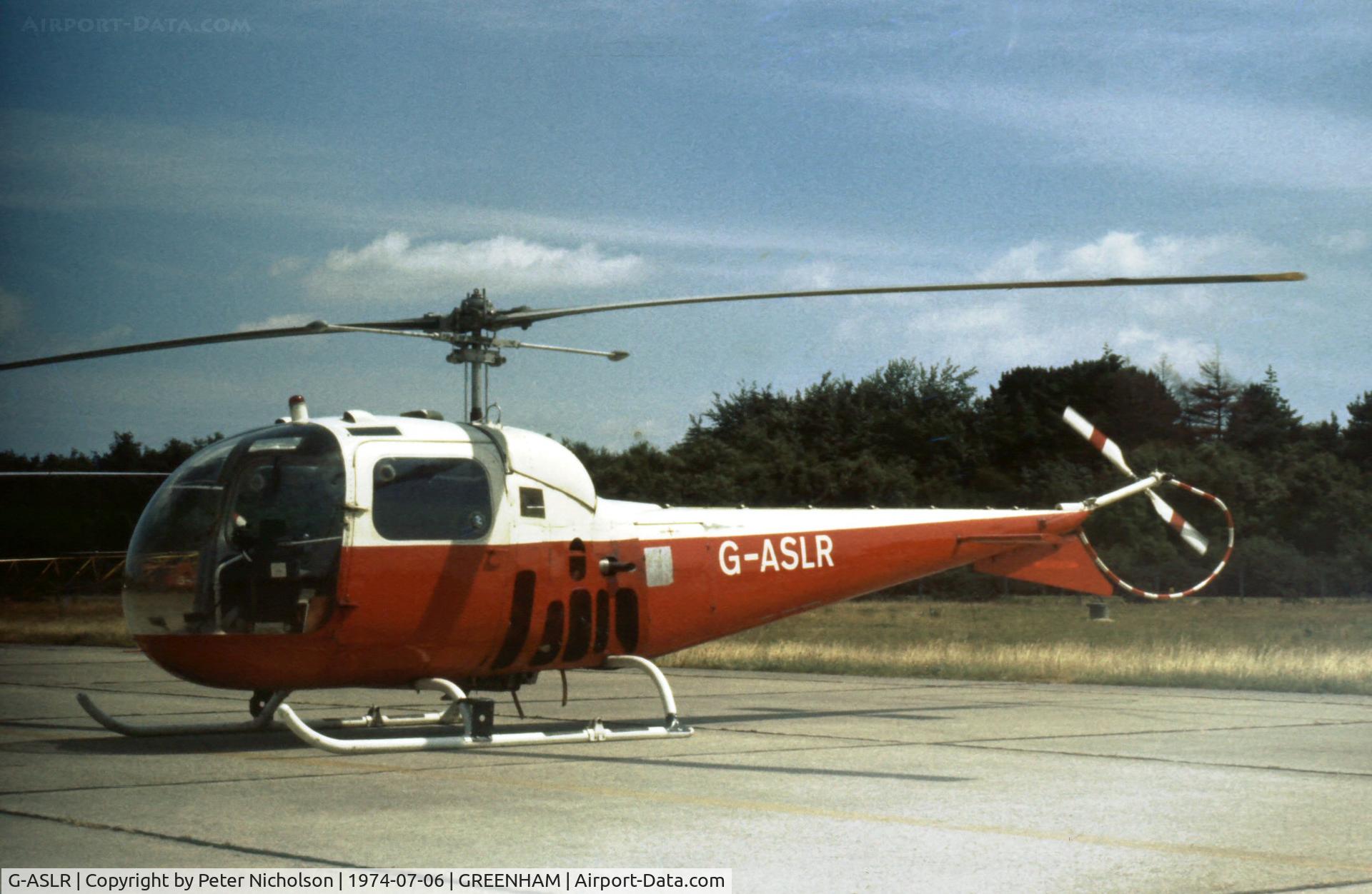 G-ASLR, 1963 Agusta AB-47J-2 Ranger C/N 2057, Agusta-Bell 47J-2 at the 1974 Intnl Air Tattoo at RAF Greenham Common.