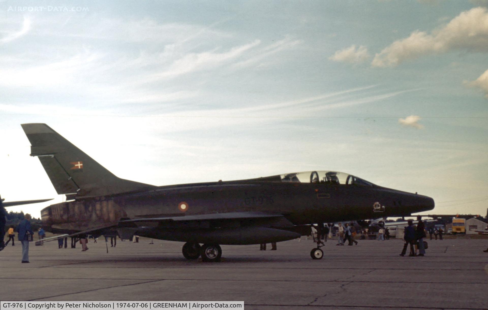 GT-976, 1958 North American TF-100F Super Sabre C/N 261-2, Another view of the Esk 730 Royal Danish Air Force's F-100F on display at the 1974 Intnl Air Tattoo at RAF Greenham Common.