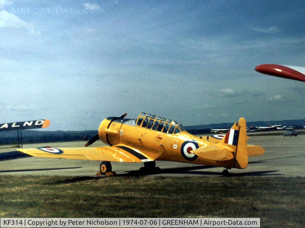 KF314, Noorduyn AT-16 Harvard IIB C/N 14A-2014, Harvard T.2B of the Aeroplane & Armament Experimental Establishment - A & A E E - at Boscombe Down on display at the 1974 Intnl Air Tattoo at RAF Greenham Common.