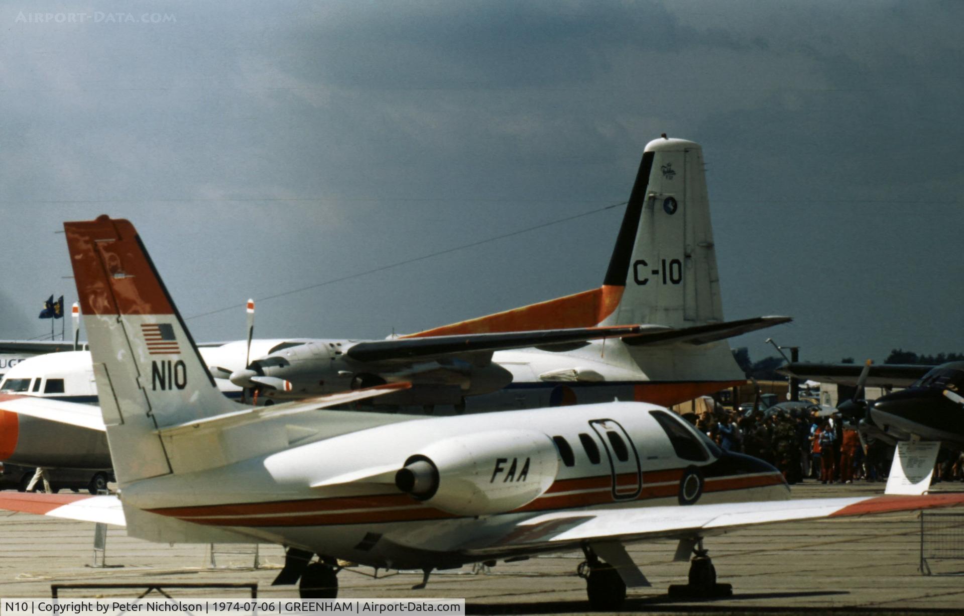 N10, 1973 Cessna 500 Citation I C/N 500-0084, Cessna Citation of the Federal Aviation Administration on display at the 1974 Intnl Air Tattoo at RAF Greenham Common.