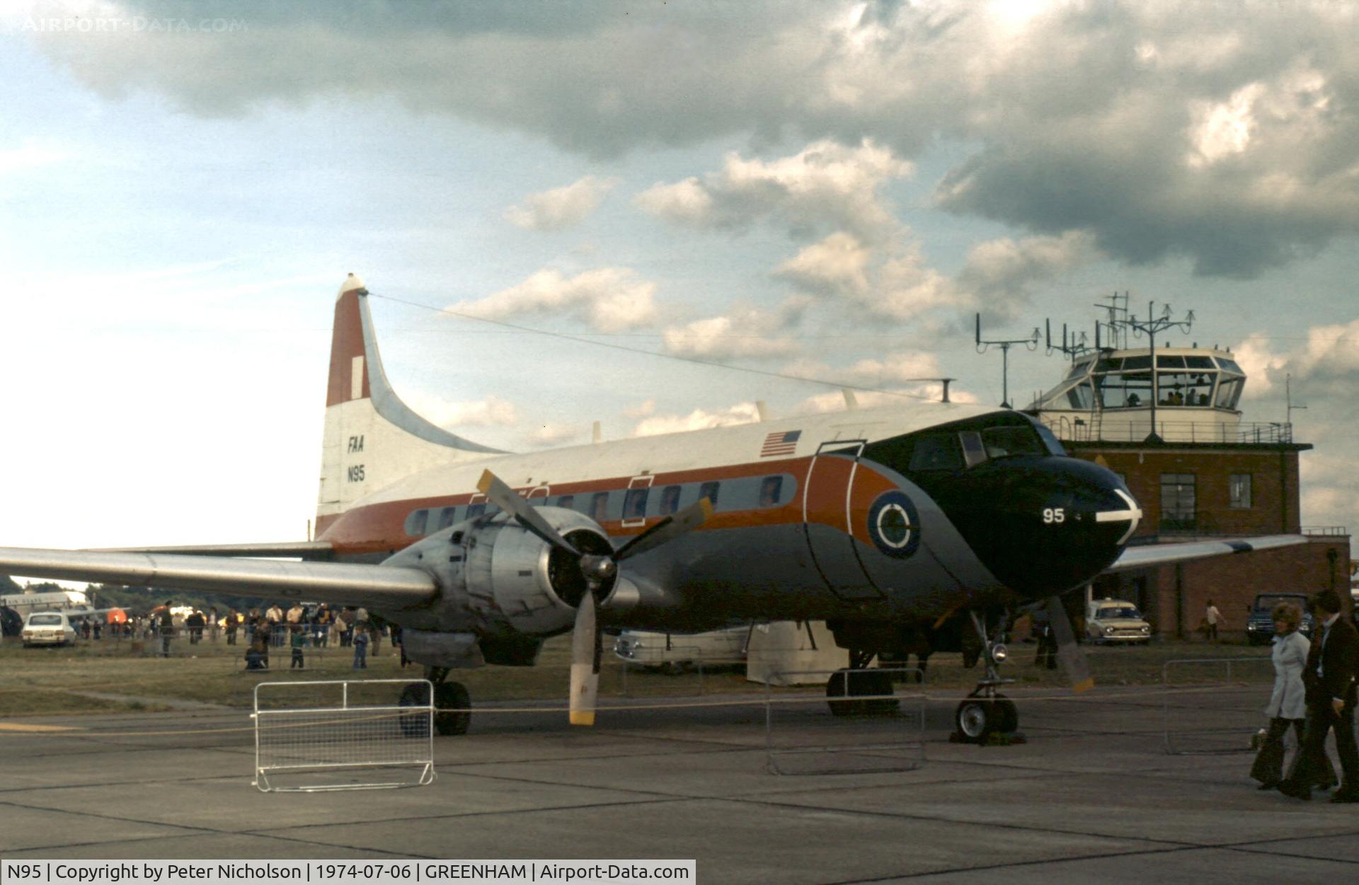 N95, 1952 Convair ET-29C C/N 331, Convair ET-29C of the Federal Aviation Administration at the 1974 Intnl Air Tattoo at RAF Greenham Common.