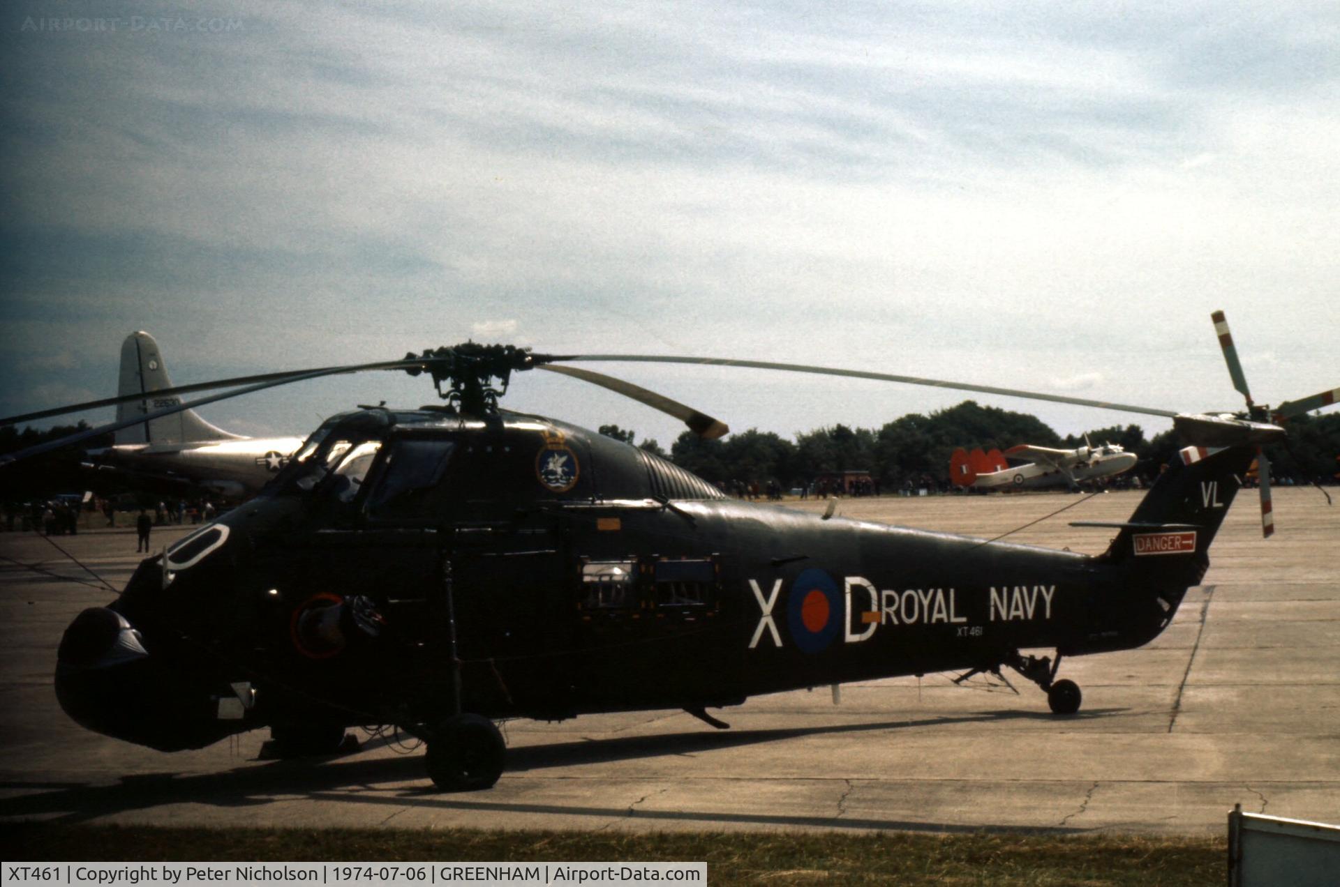 XT461, 1965 Westland Wessex HU.5 C/N WA283, Wessex HU.5 of 846 Squadron at the 1974 Intnl Air Tattoo at RAF Greenham Common.