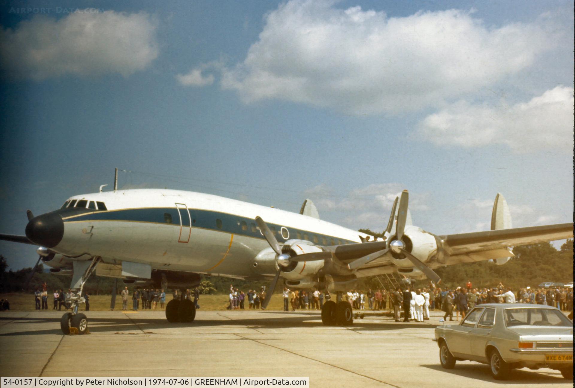54-0157, 1955 Lockheed L-1049F Super Constellation C/N 4176, Another view of the Pennsylvania ANG's Constellation at the 1974 Intnl Air Tattoo at RAF Greenham Common.