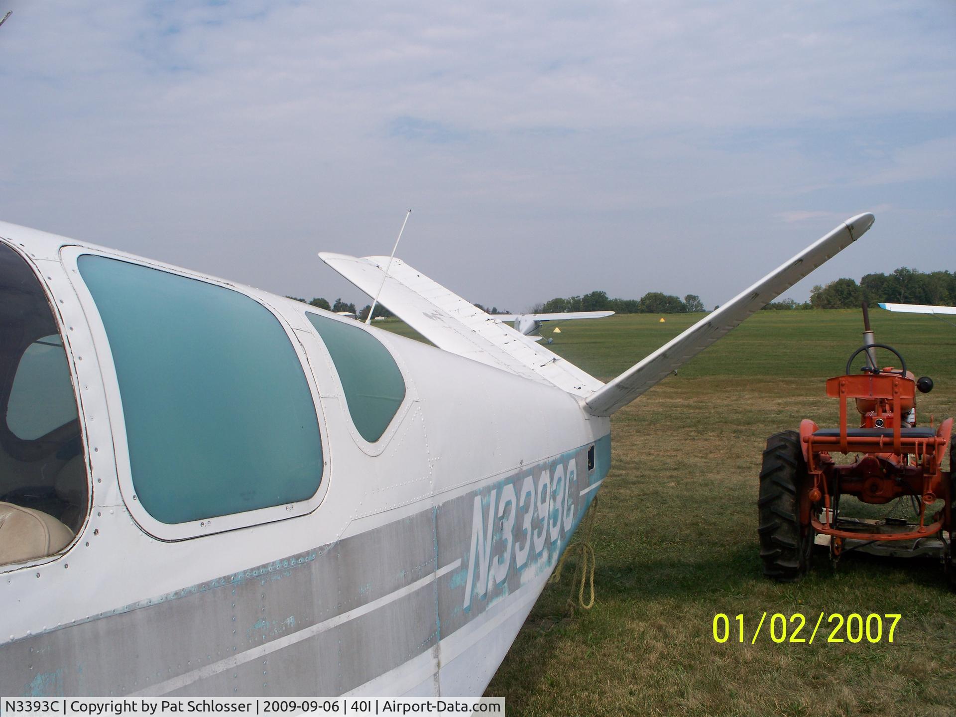 N3393C, 1955 Beech F35 Bonanza C/N D-4060, As found at Red Stewart Airfield, Waynesville OH