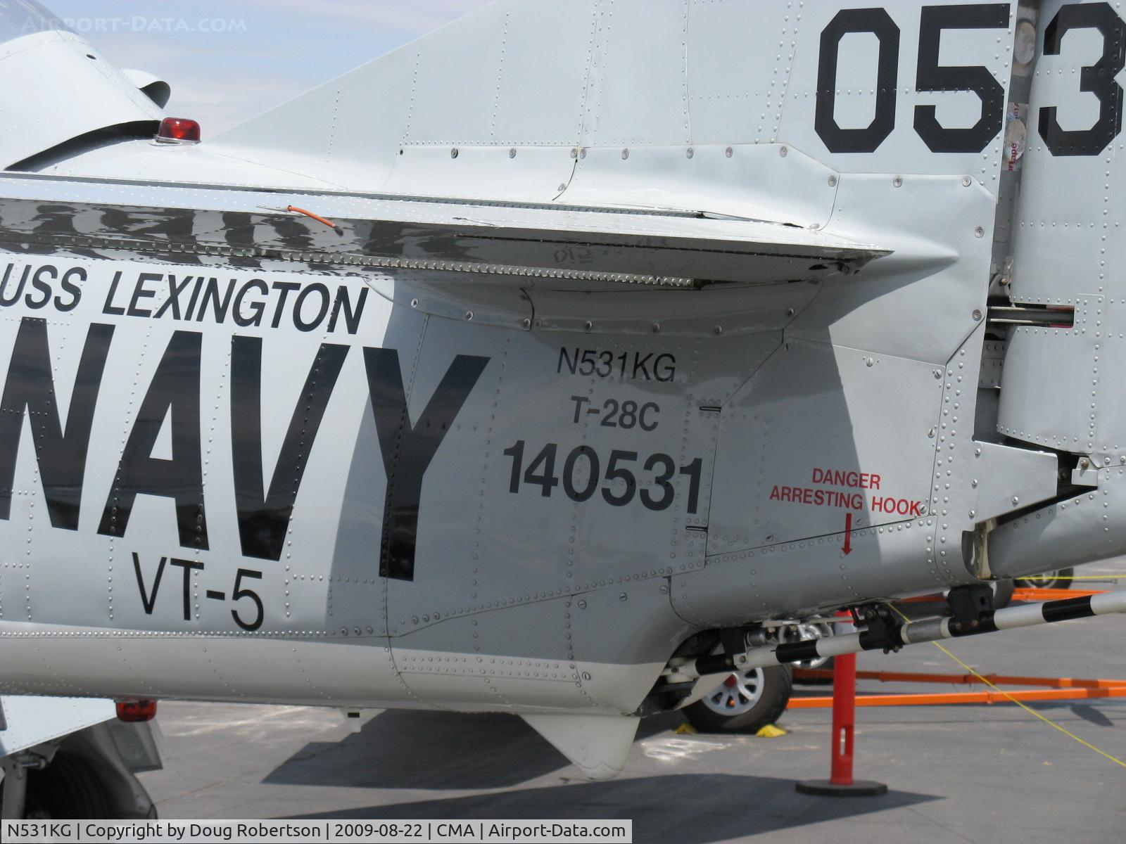 N531KG, 1954 North American T-28C Trojan Trojan C/N 226-108, 1954 North American T-28C TROJAN 'Tough Old Bird', Wright R-1820-86 Cyclone 1,425 Hp, data