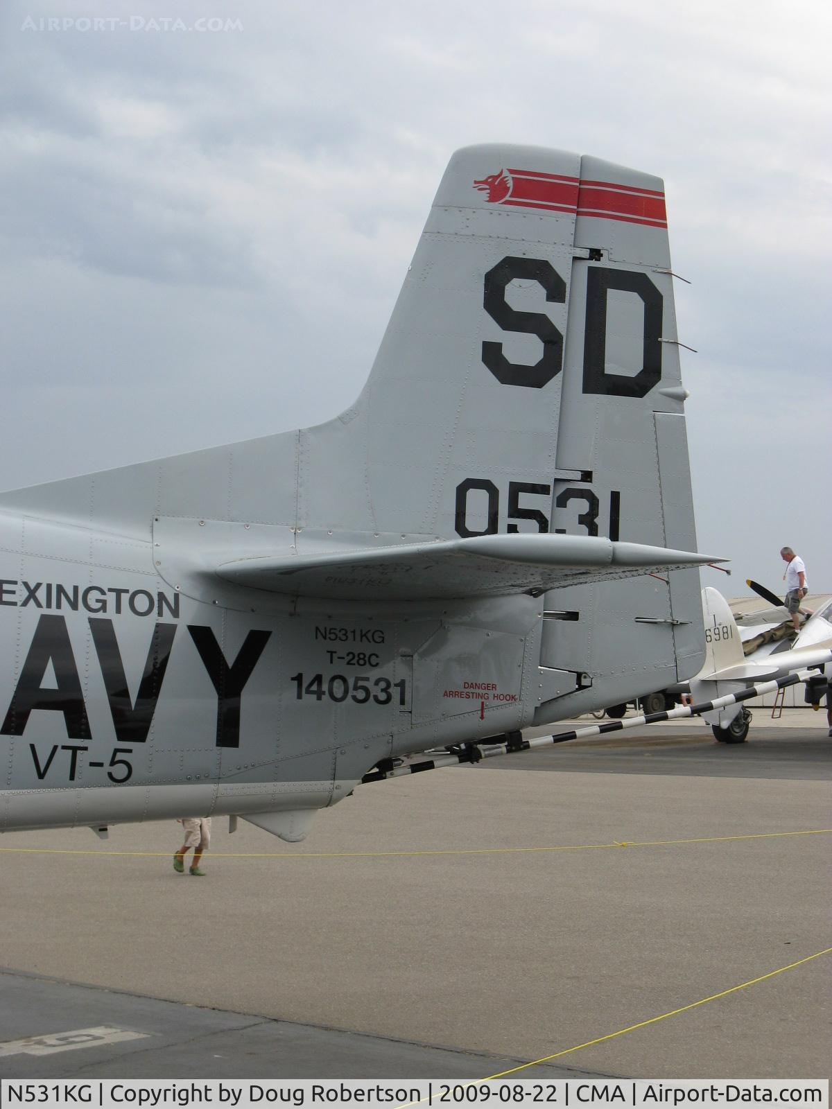 N531KG, 1954 North American T-28C Trojan Trojan C/N 226-108, 1954 North American T-28C TROJAN 'Tough Old Bird', Wright R-1820-86 Cyclone 1,425 Hp, tail with arresting hook in -C model