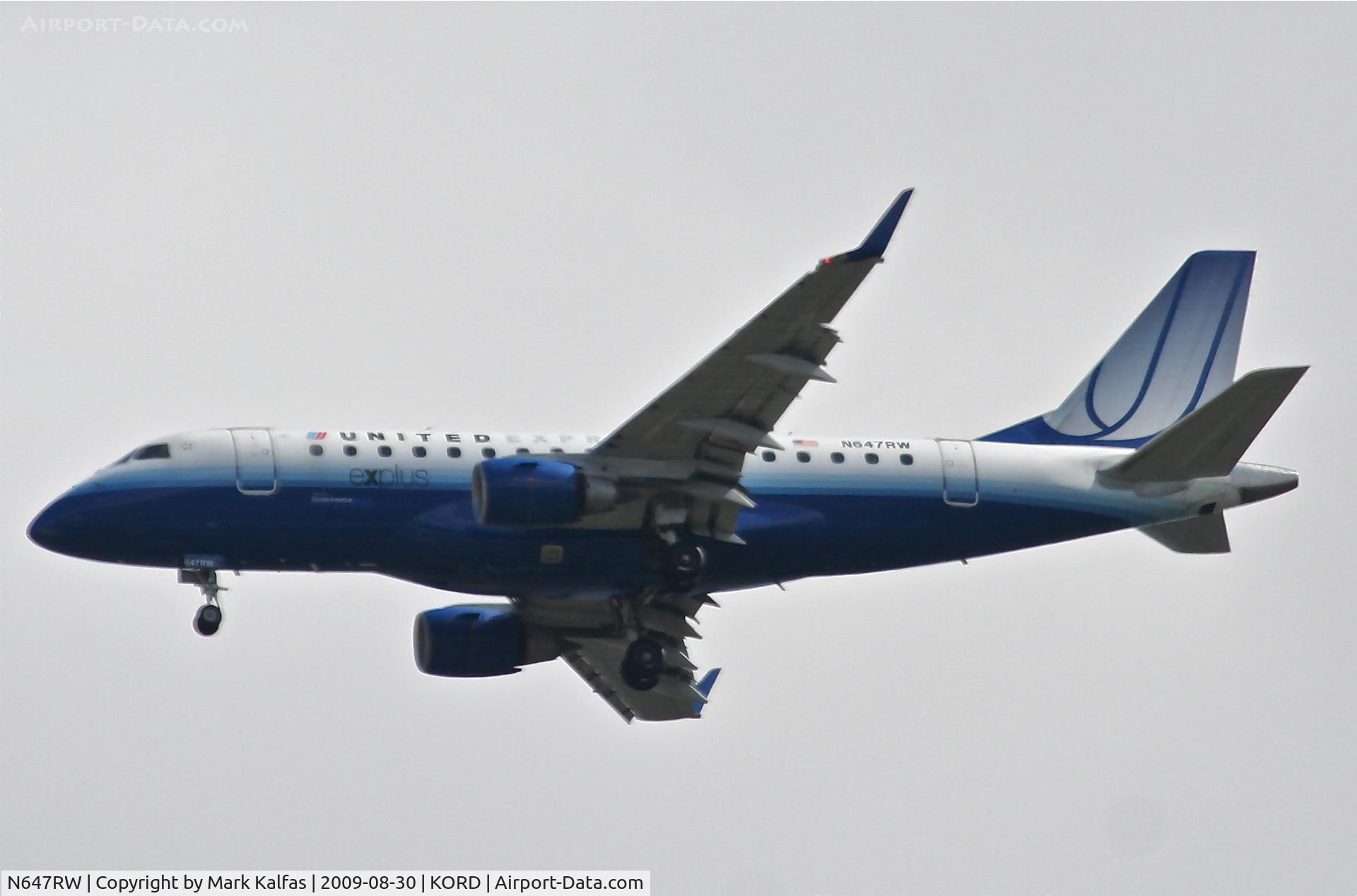 N647RW, 2005 Embraer 170SE (ERJ-170-100SE) C/N 17000067, Shuttle America (United Express)ERJ 170-100 SE, N647RW 4R approach KORD