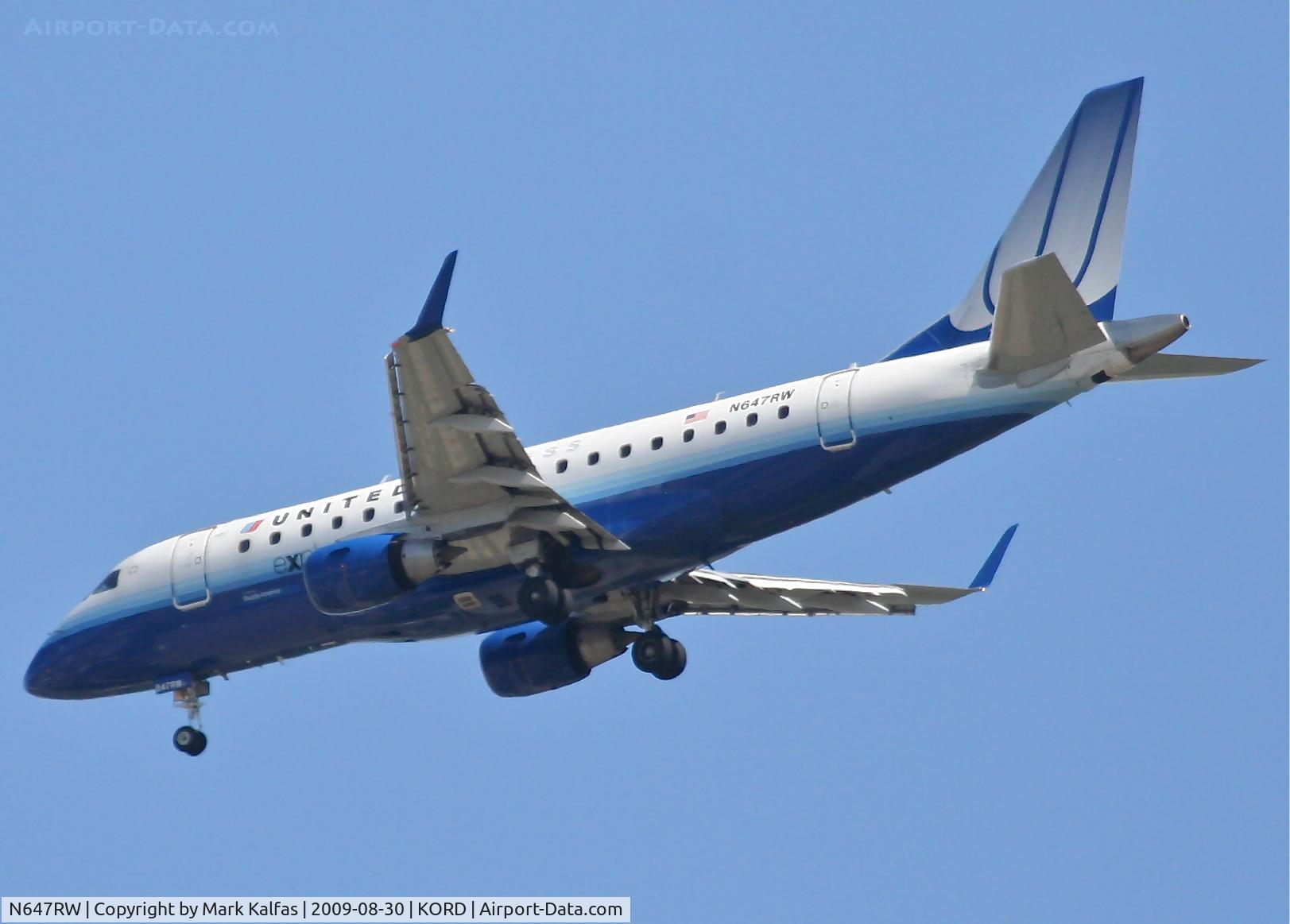 N647RW, 2005 Embraer 170SE (ERJ-170-100SE) C/N 17000067, Shuttle America (United Express)ERJ 170-100 SE, N647RW 4R approach KORD