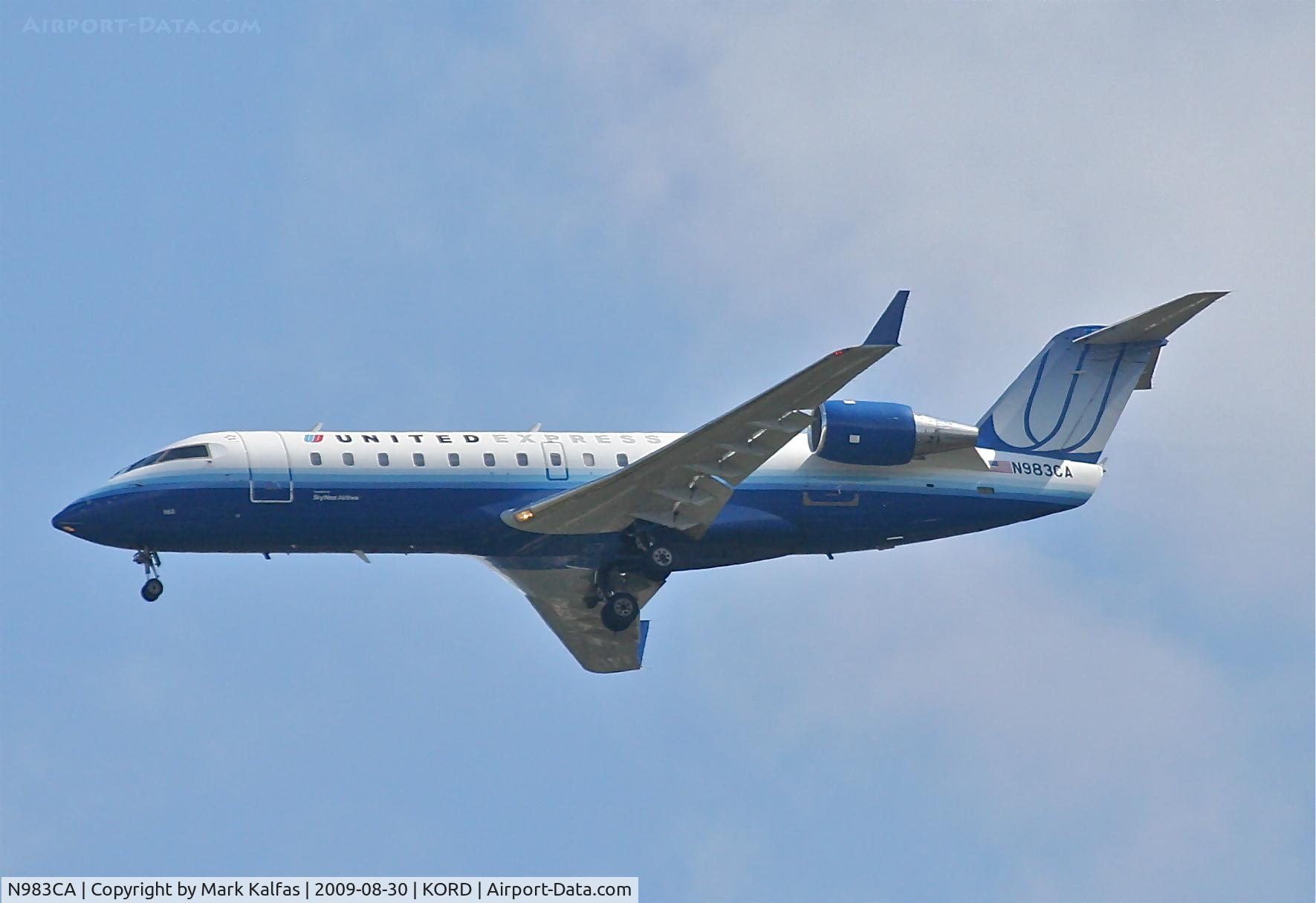 N983CA, 1997 Canadair CRJ-100ER (CL-600-2B19) C/N 7169, Sky West (United Express) CL-600-2B19, N983CA on the 4R approach KORD