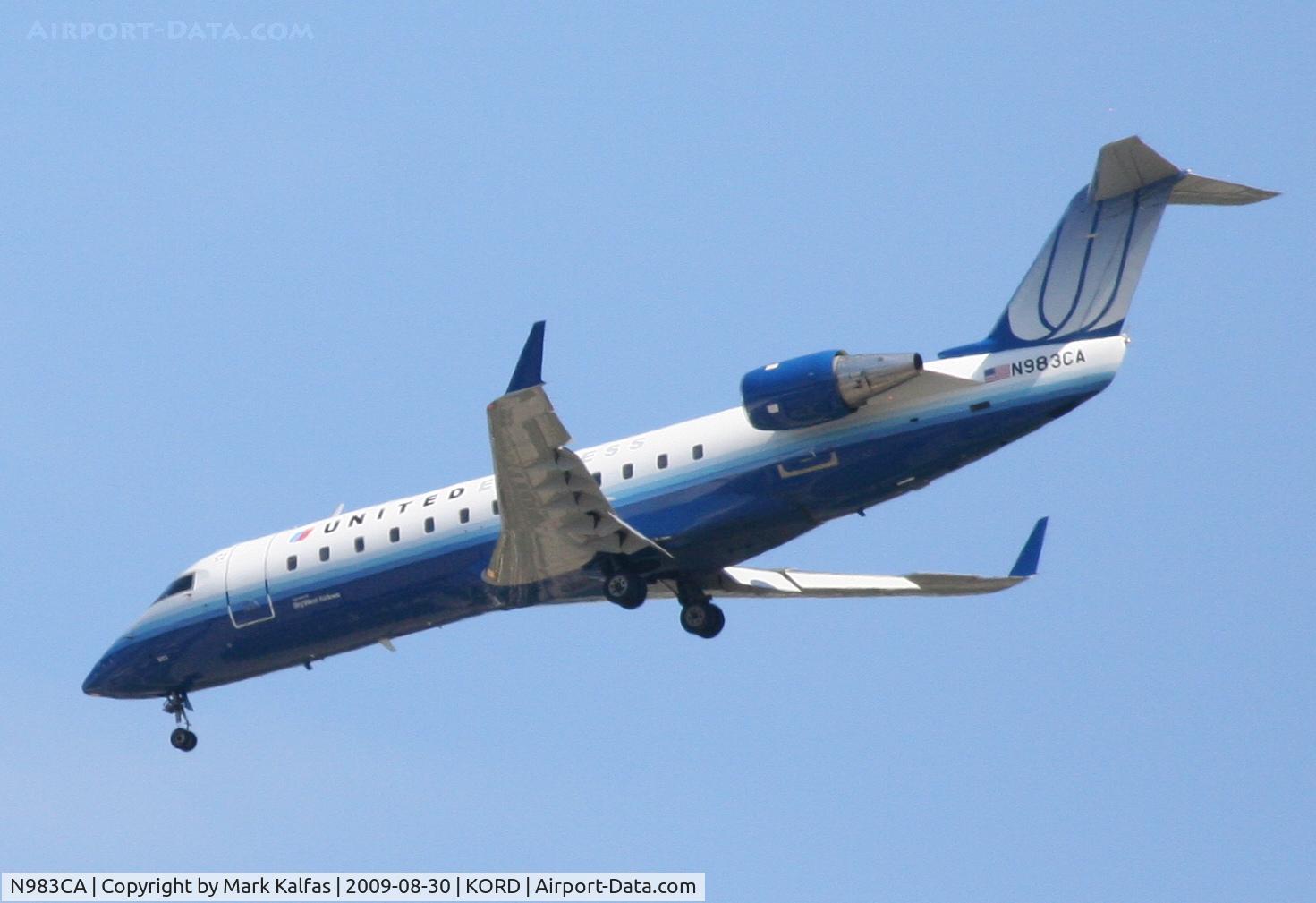 N983CA, 1997 Canadair CRJ-100ER (CL-600-2B19) C/N 7169, Sky West (United Express) CL-600-2B19, N983CA on the 4R approach KORD