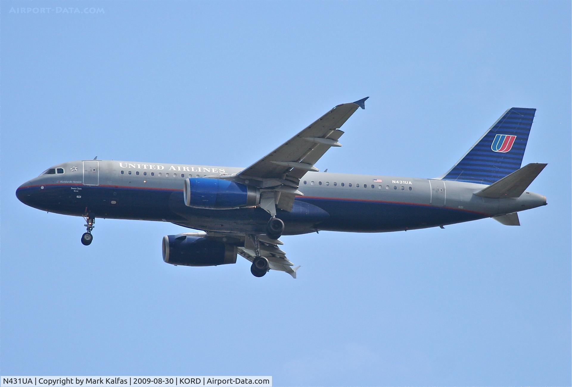 N431UA, 1996 Airbus A320-232 C/N 571, United Airlines A320-232, N431UA, 4R approach KORD