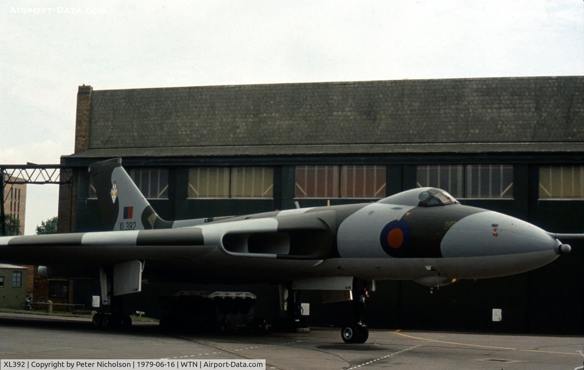 XL392, 1962 Avro Vulcan B.2 C/N Set 42, Vulcan B.2 of 617 Squadron in the static display at the 1979 Waddington Airshow.