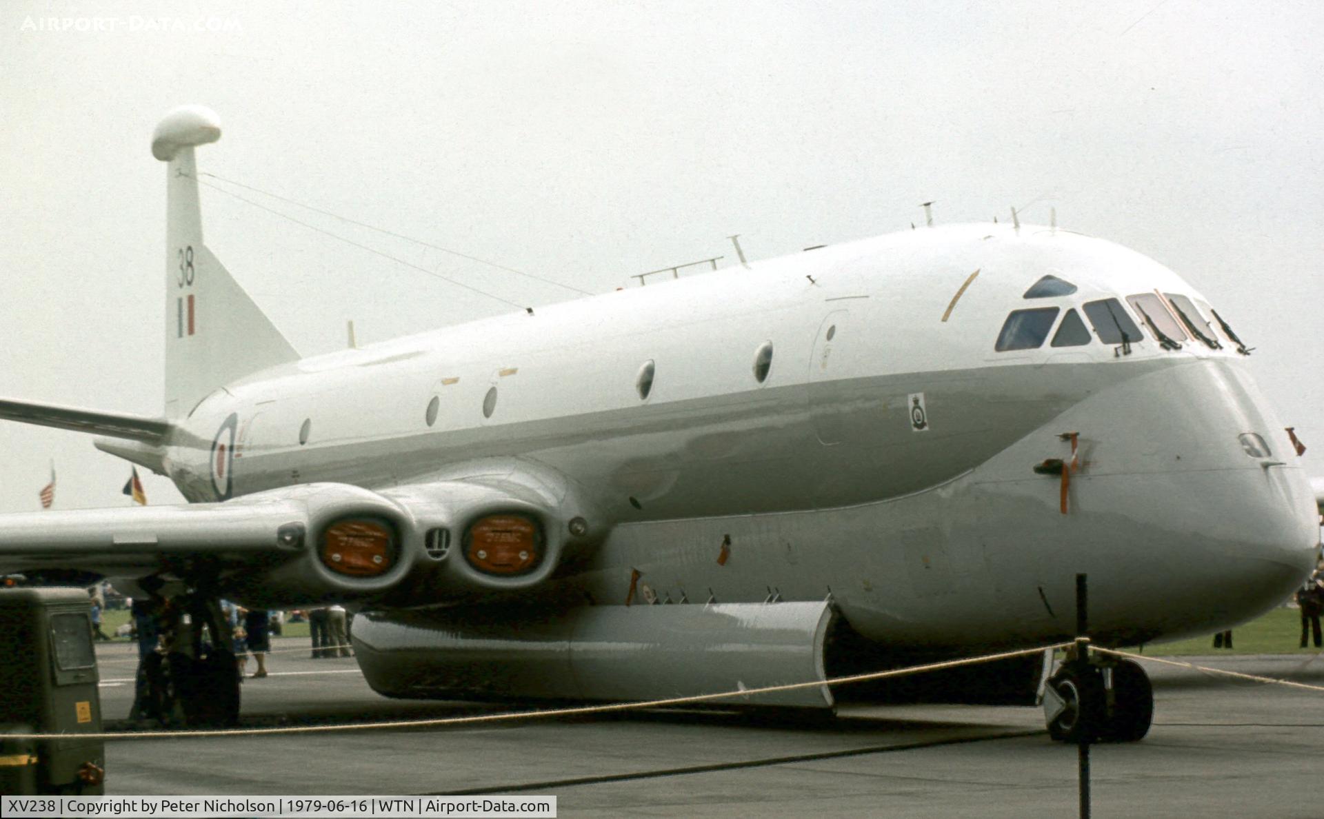 XV238, Hawker Siddeley Nimrod MR.1 C/N 8013, Nimrod MR.1 in the static park at the 1979 Waddington Airshow.
