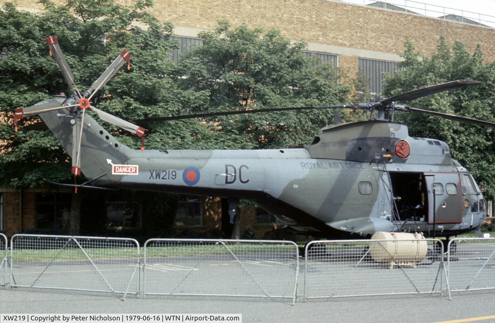 XW219, 1971 Westland Puma HC.1 C/N 1144, Puma HC.1 of 230 Squadron in the static park at the 1979 Waddington Airshow.