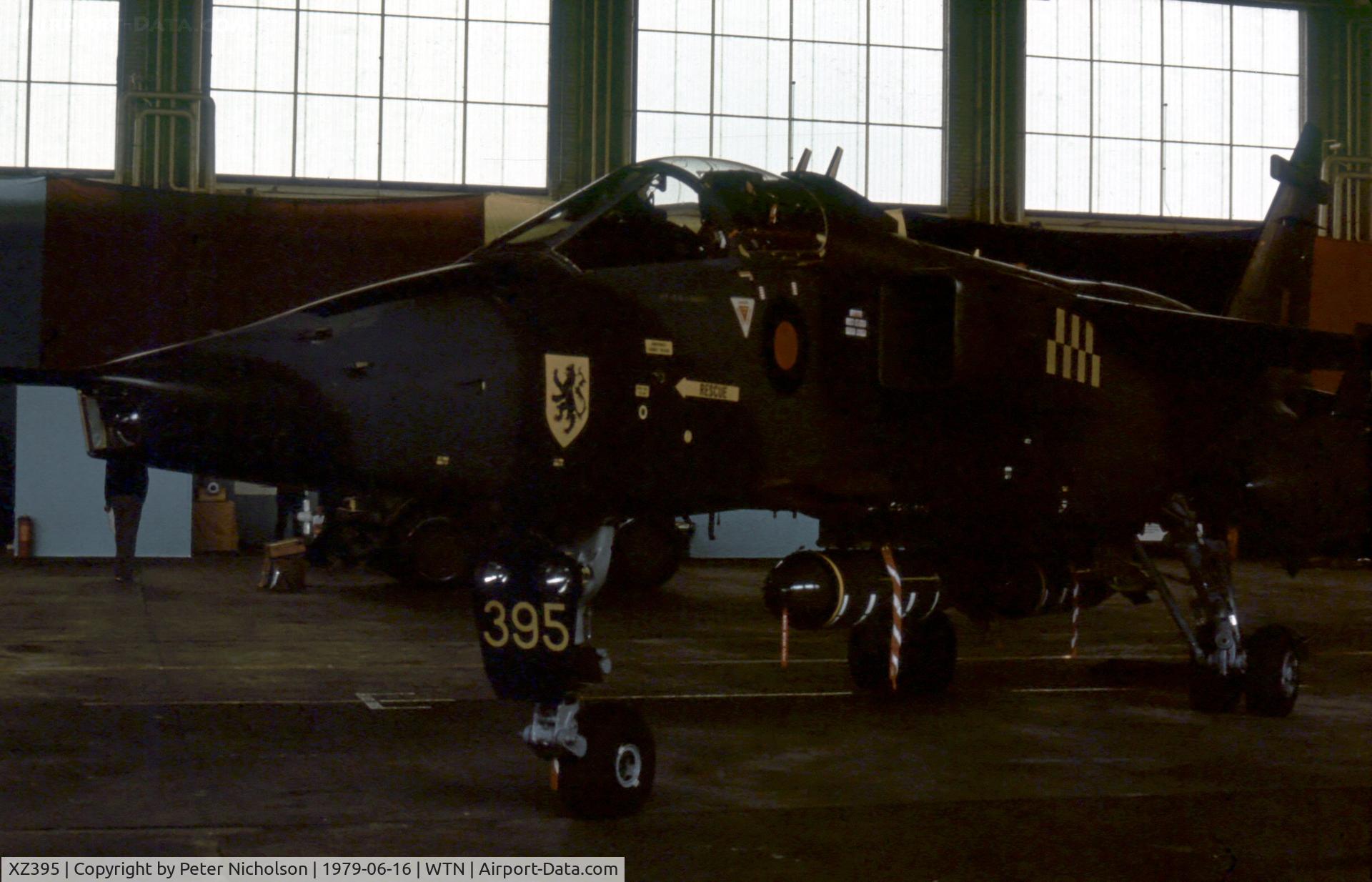 XZ395, 1977 Sepecat Jaguar GR.1 C/N S.160, Jaguar GR.1 of 54 Squadron on display at the 1979 Waddington Airshow.