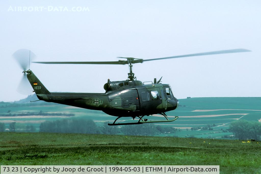 73 23, Bell (Dornier) UH-1D Iroquois (205) C/N 8443, one of two active Hueys during our visit to Mending AB that day.