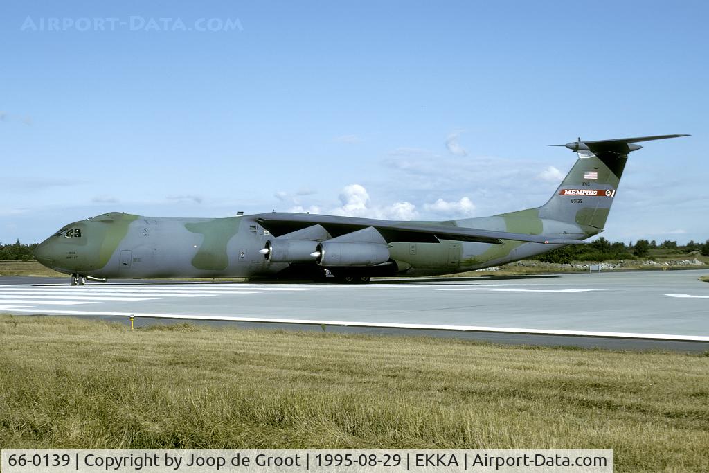 66-0139, 1966 Lockheed C-141B Starlifter C/N 300-6165, 155 AS TN ANG. Far from home this Starlifter provided transport for a deployment of Spangdahlem F-15's and F-16's to Denmark.