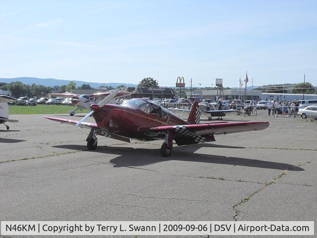 N46KM, 1946 Universal Globe GC-1B Swift C/N 95, Parked in Dansville, NY at the Fly-In Breakfast.