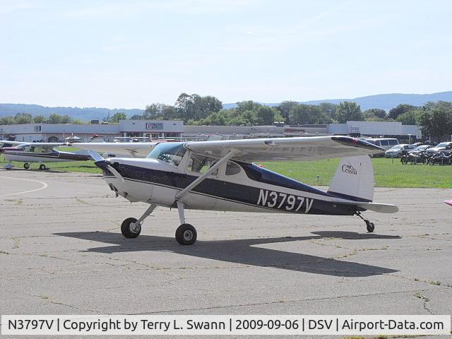 N3797V, 1949 Cessna 140A C/N 15218, Parked at Dansville, NY at the Fly-In Breakfast.