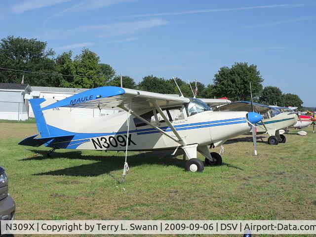 N309X, 1975 Maule M-5-210C Strata Rocket C/N 6125C, Tied down in Dansville, NY at the Fly-In Breakfast.