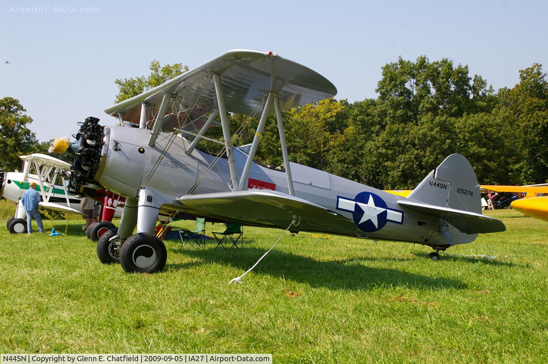 N44SN, 1941 Boeing A75N1(PT17) C/N 75-2763, At the Antique Airplane Association Fly In, PT-17 41-25274