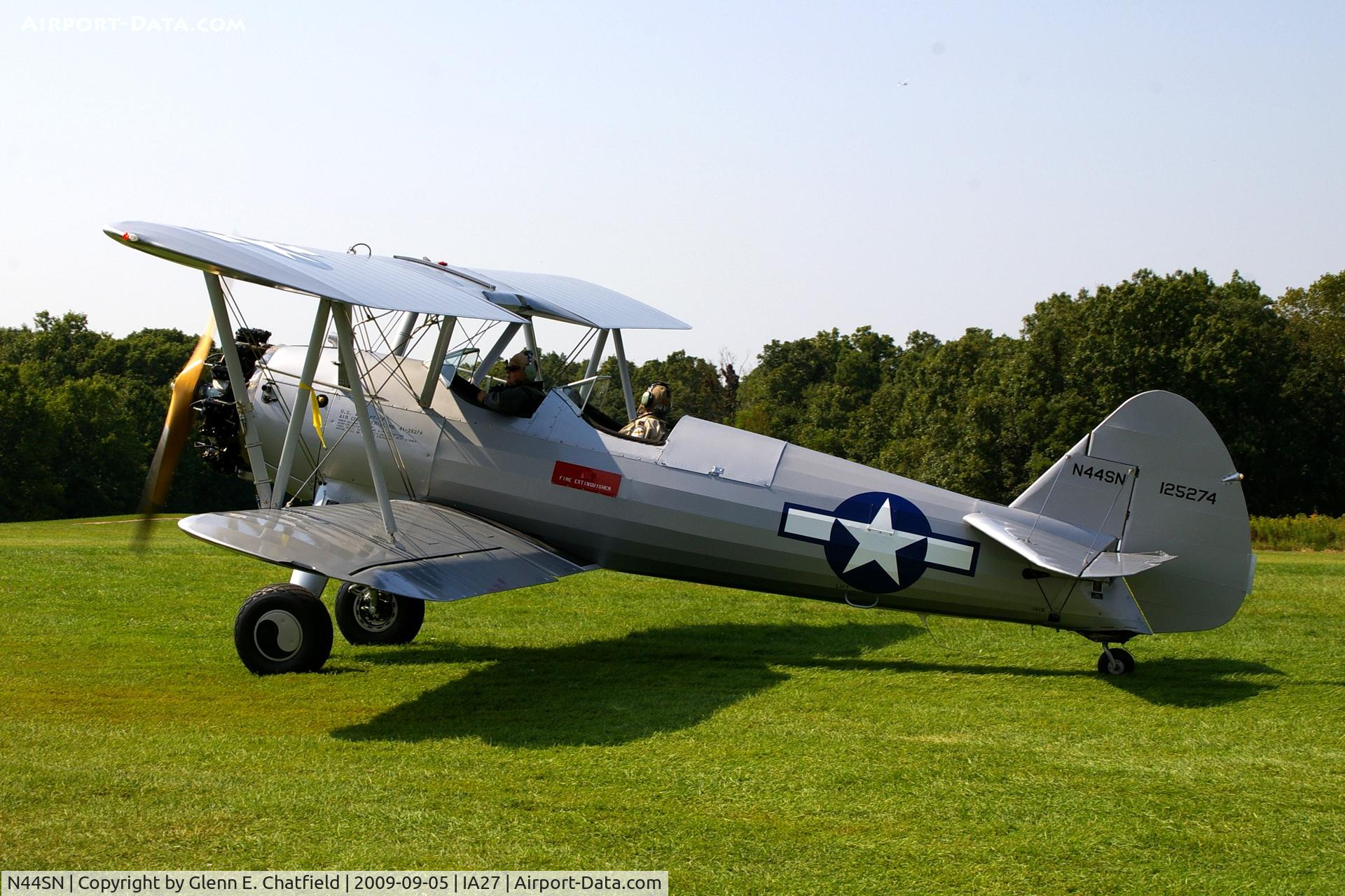 N44SN, 1941 Boeing A75N1(PT17) C/N 75-2763, At the Antique Airplane Association Fly In, PT-17 41-25274