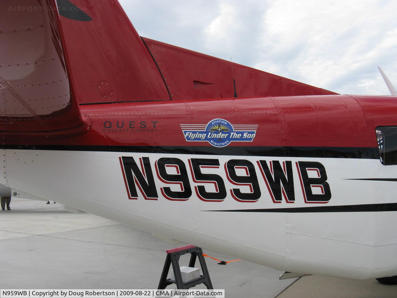 N959WB, 2009 Quest Kodiak 100 C/N 100-0016, Quest Aviation KODIAK 100, P&W(C)PT6A-34 750 shp, glass cockpit, logo of Aviation Ministries