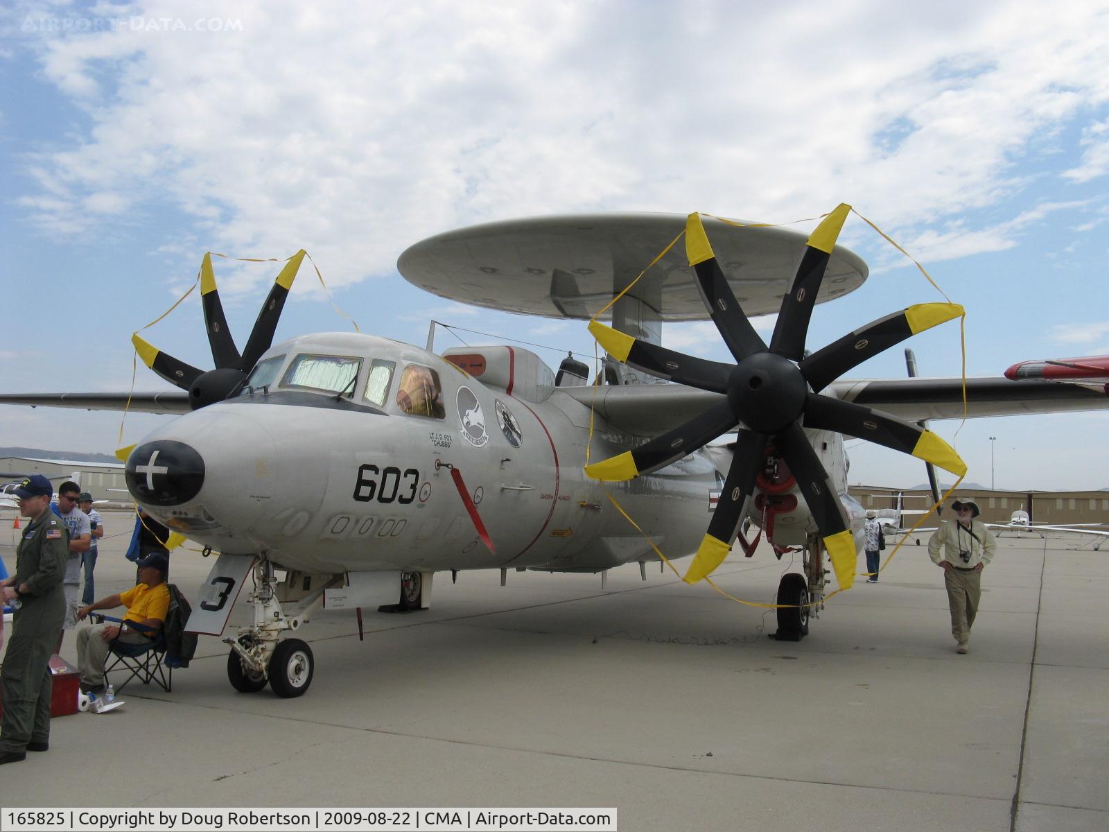 165825, Northrop Grumman E-2C Hawkeye C/N A196, Northrop Grumman E-2C HAWKEYE airborne early warning aircraft of VAW-112 GOLDEN HAWKS, two Allison T56-A-8A Turboprops 4,050 eshp each. Eight blade scimitar props