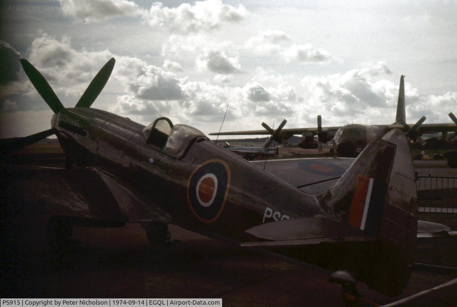PS915, 1945 Supermarine 389 Spitfire PR.XIX C/N 6S/585121, Spitfire PR.XIX of the Battle of Britain Memorial Flight at the 1974 RAF Leuchars Airshow.