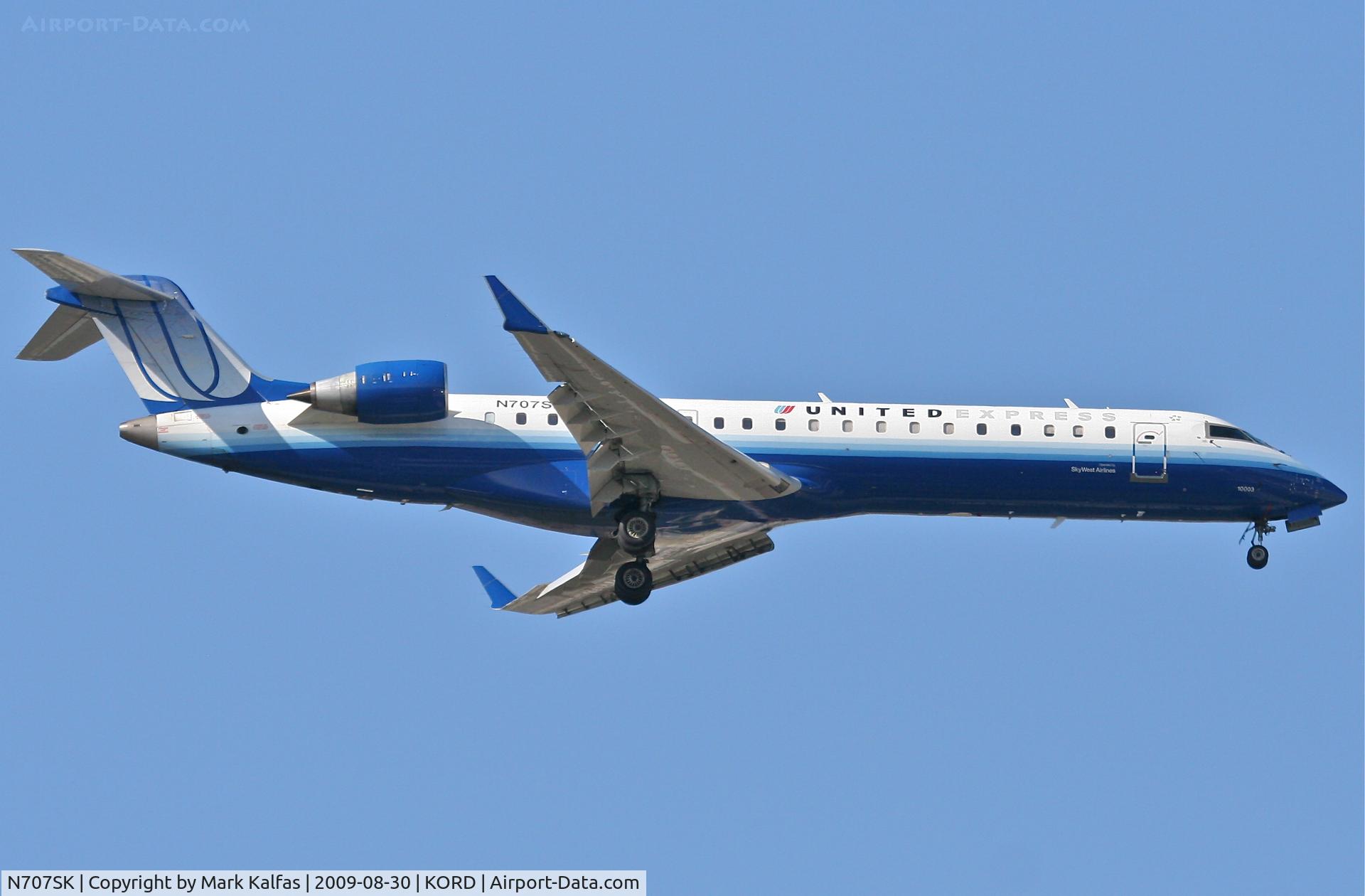 N707SK, 1999 Bombardier CRJ-701ER (CL-600-2C10) Regional Jet C/N 10003, Sky West/ United Express Bombardier CL-600-2C10, N707SK on final RWY 10 KORD