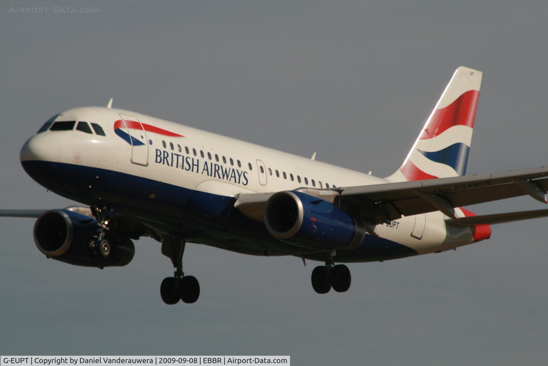 G-EUPT, 2000 Airbus A319-131 C/N 1380, arrival of flight BA392 to rwy 25L