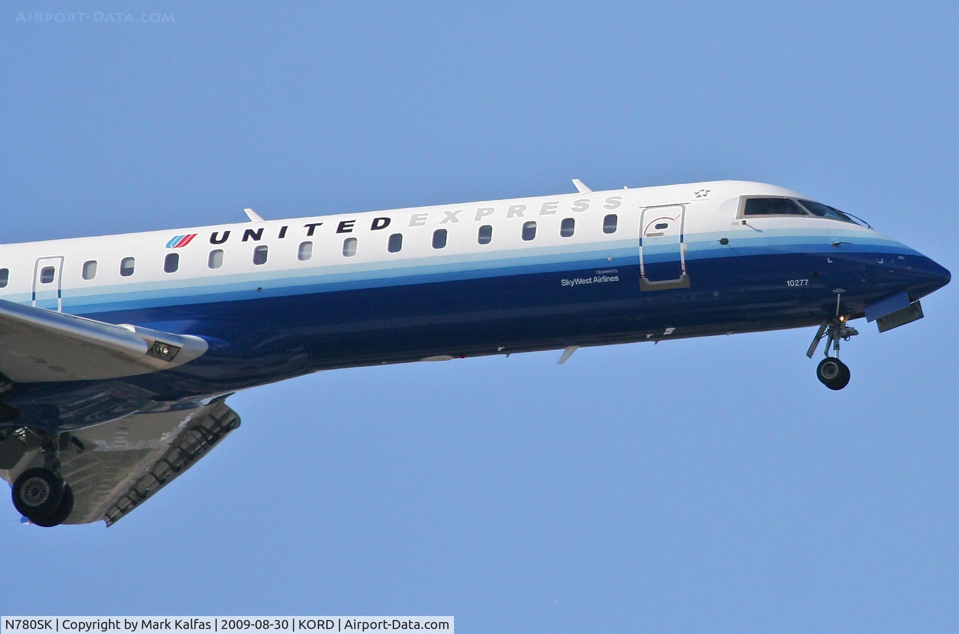 N780SK, 2009 Bombardier CRJ-700 (CL-600-2C10) Regional Jet C/N 10277, Sky West/ United Express Bombardier CL-600-2C10, N780SK on final RWY 10 KORD
