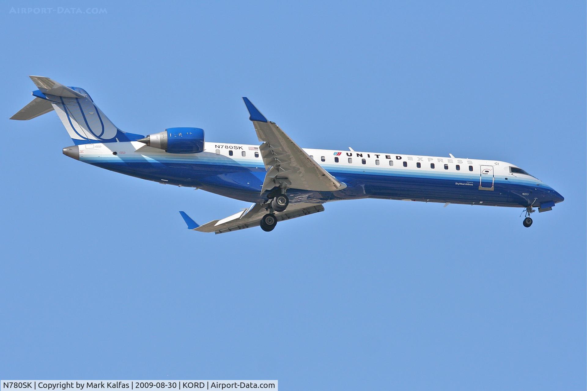 N780SK, 2009 Bombardier CRJ-700 (CL-600-2C10) Regional Jet C/N 10277, Sky West/ United Express Bombardier CL-600-2C10, N780SK on final RWY 10 KORD