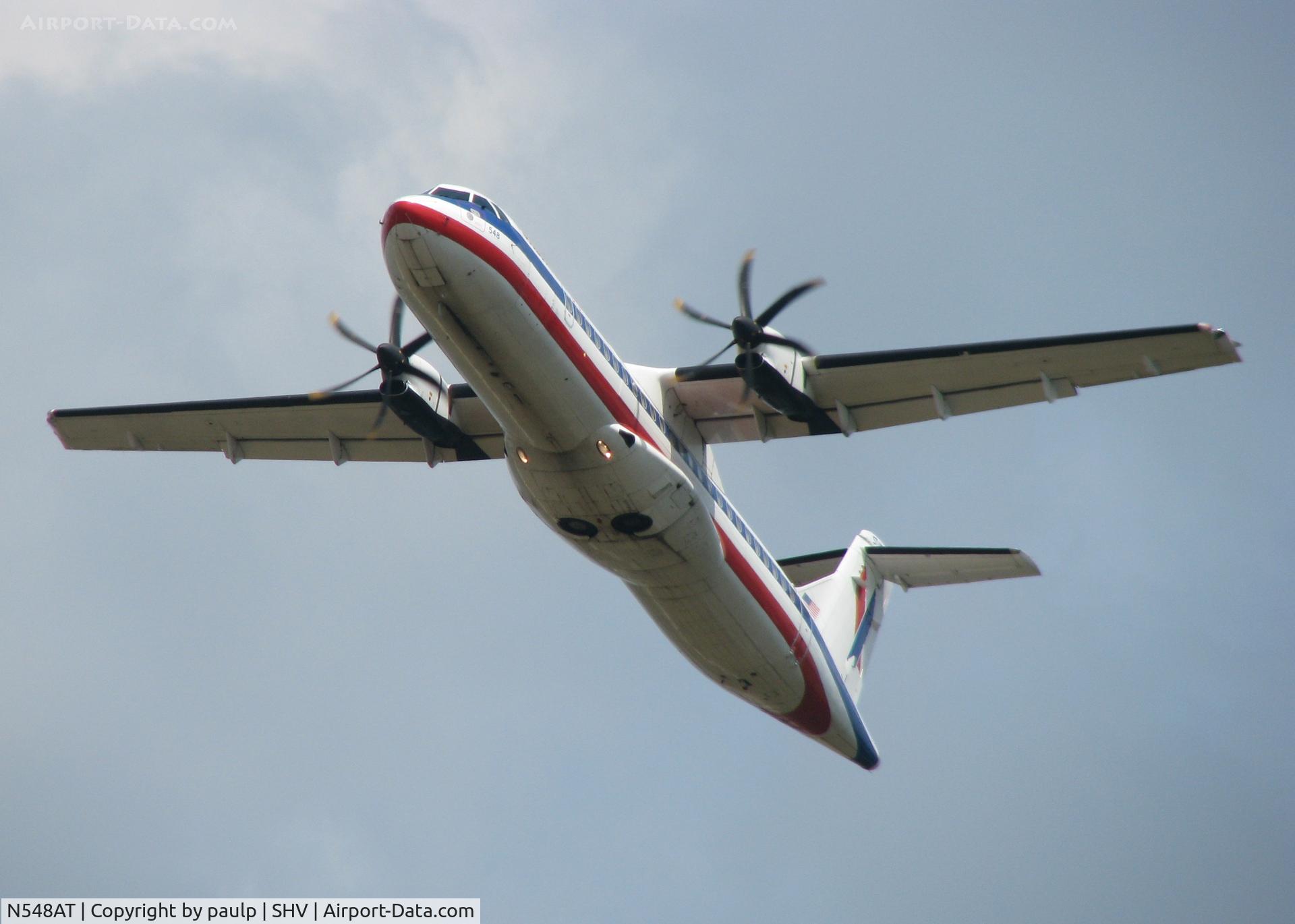 N548AT, 1998 ATR 72-212A C/N 548, Off of runway 23 at Shreveport Regional.