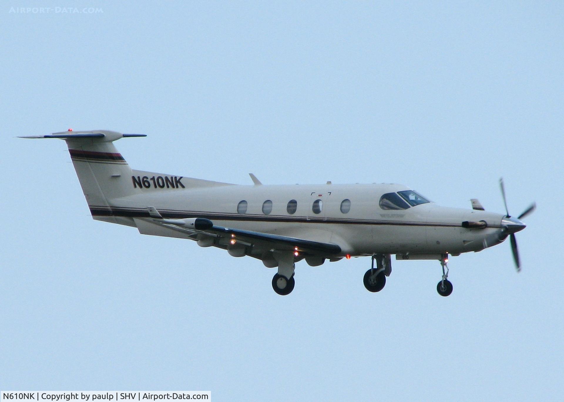 N610NK, 2005 Pilatus PC-12/45 C/N 610, Landing at Shreveport Regional.