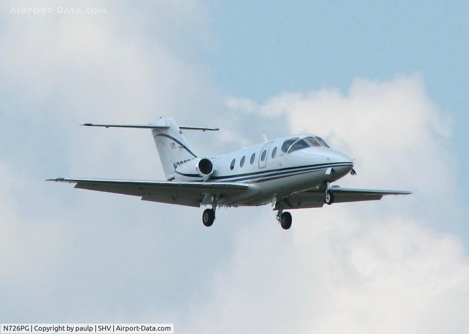 N726PG, Raytheon Aircraft Company 400A C/N RK-337, Landing on runway 5 at the Shreveport Regional airport.
